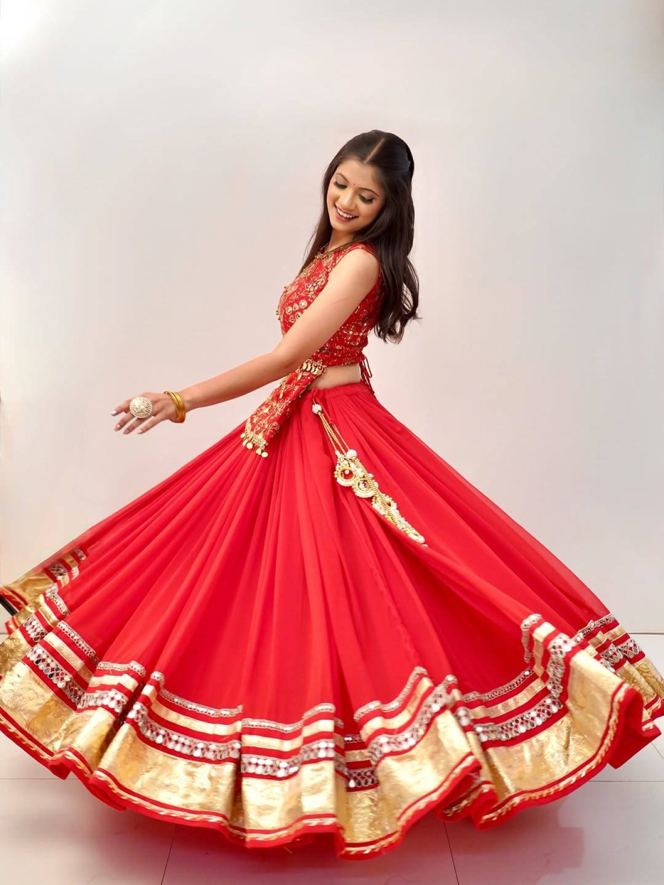 Red Mirror Lehenga — view 14