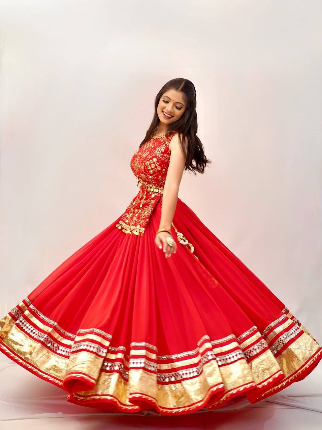 Red Mirror Lehenga — view 15