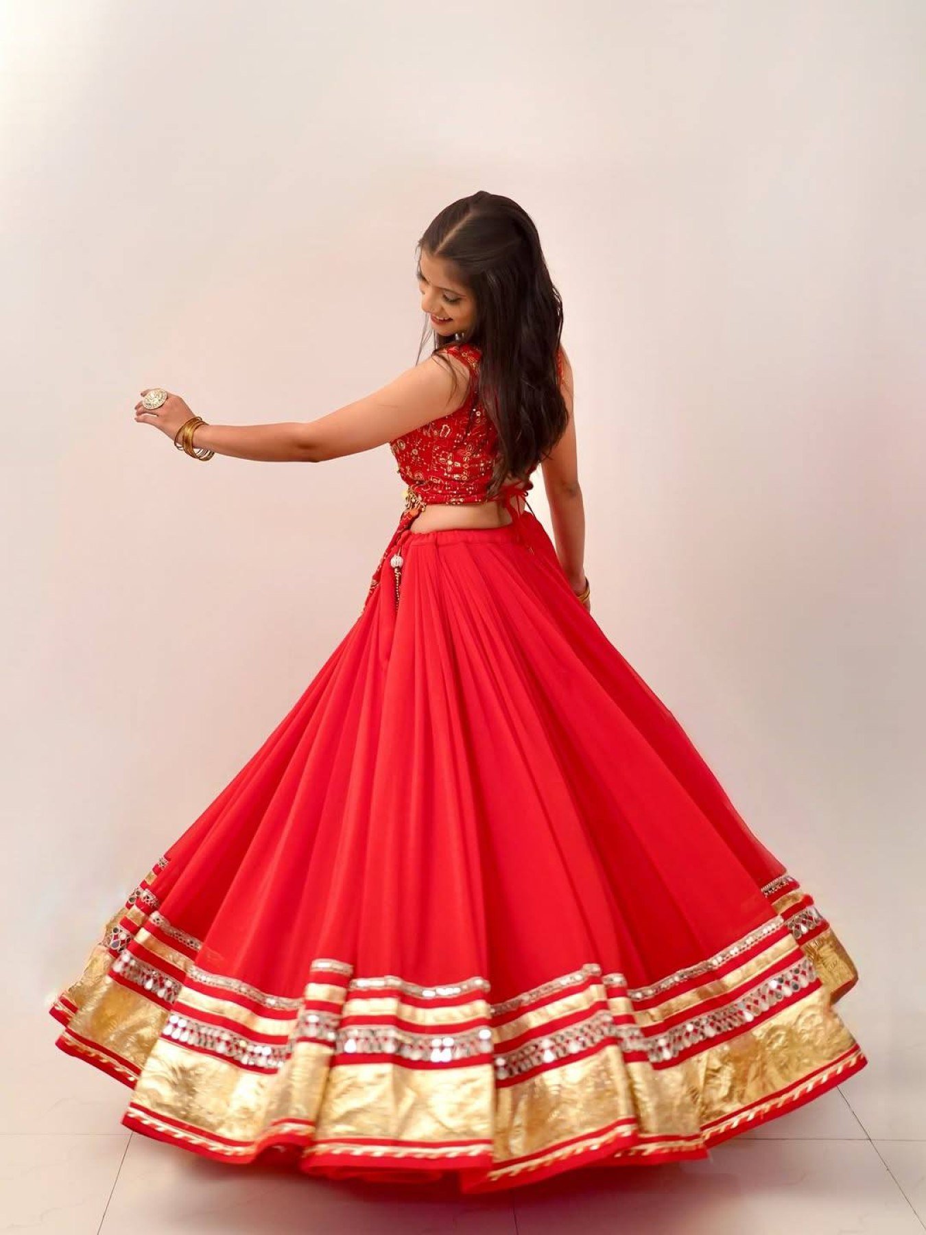 Red Mirror Lehenga — view 16