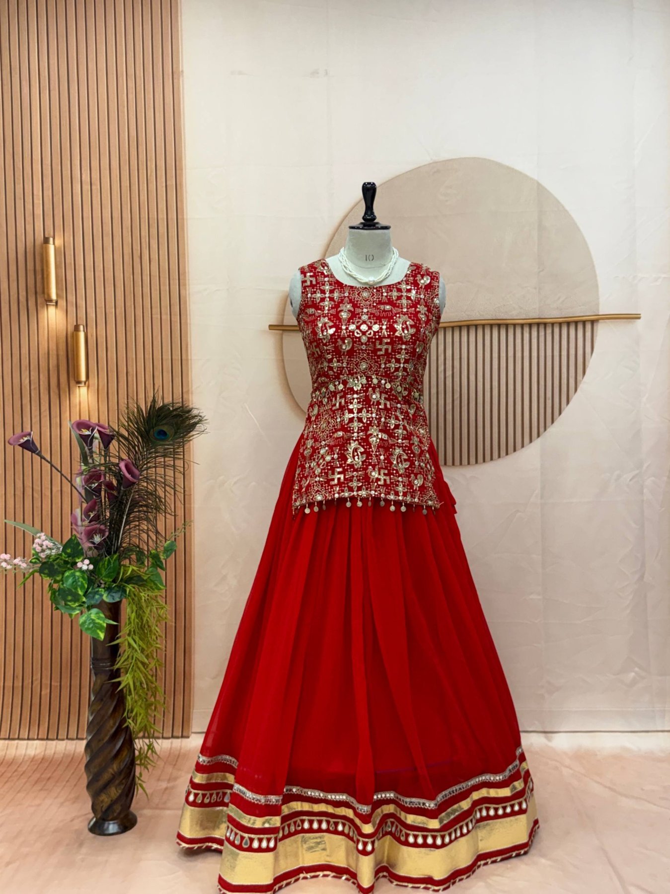 Red Mirror Lehenga — view 18