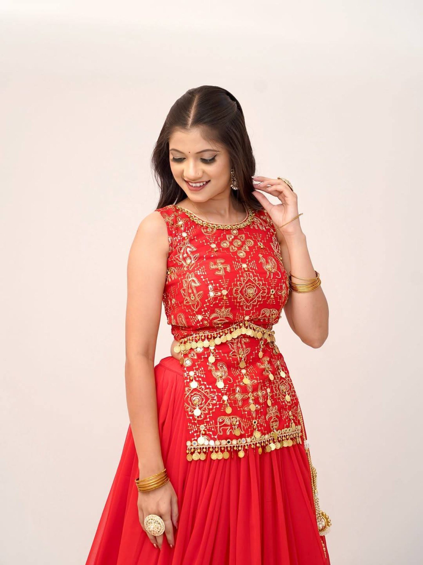 Red Mirror Lehenga — view 3