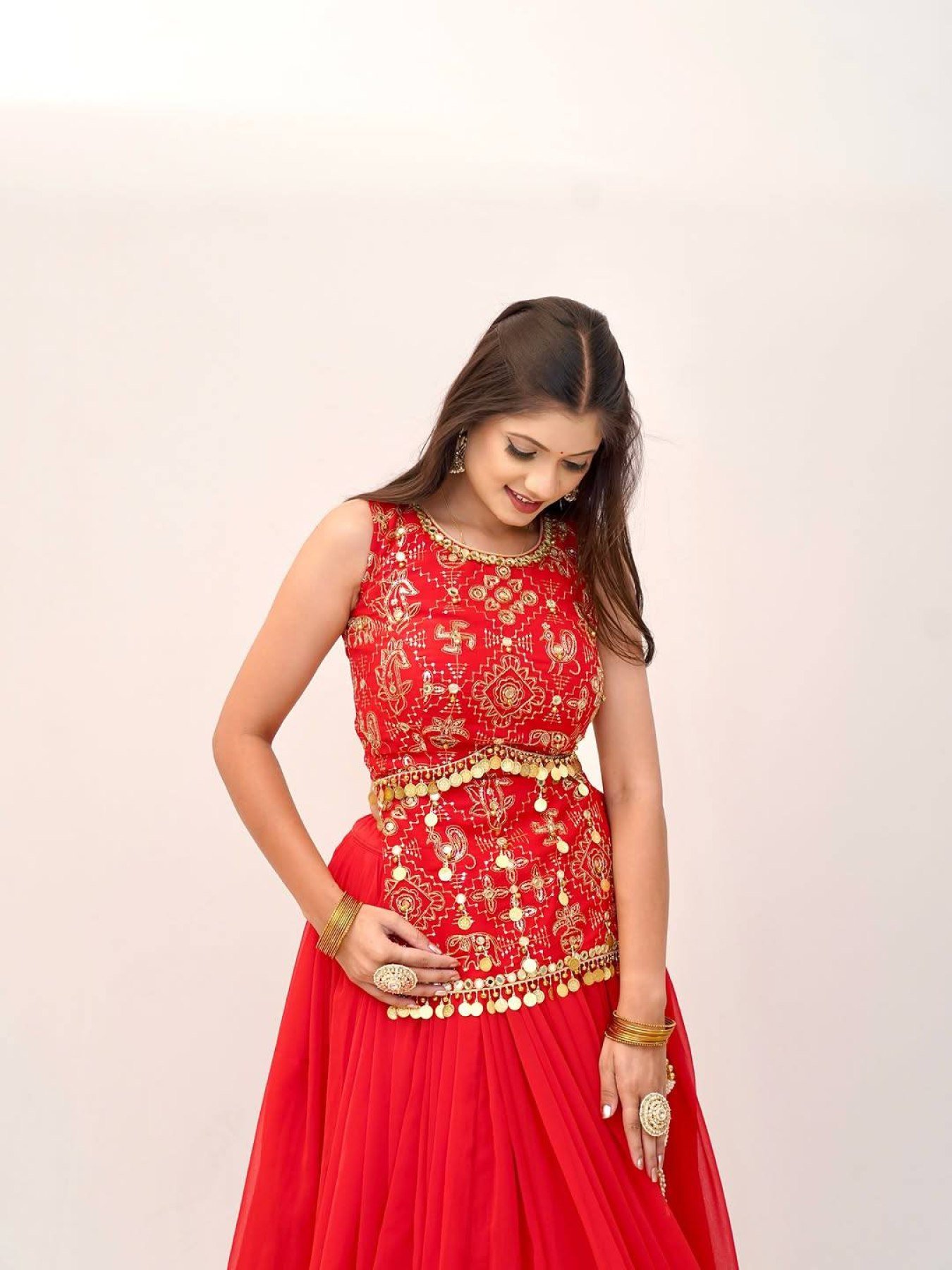 Red Mirror Lehenga — view 4