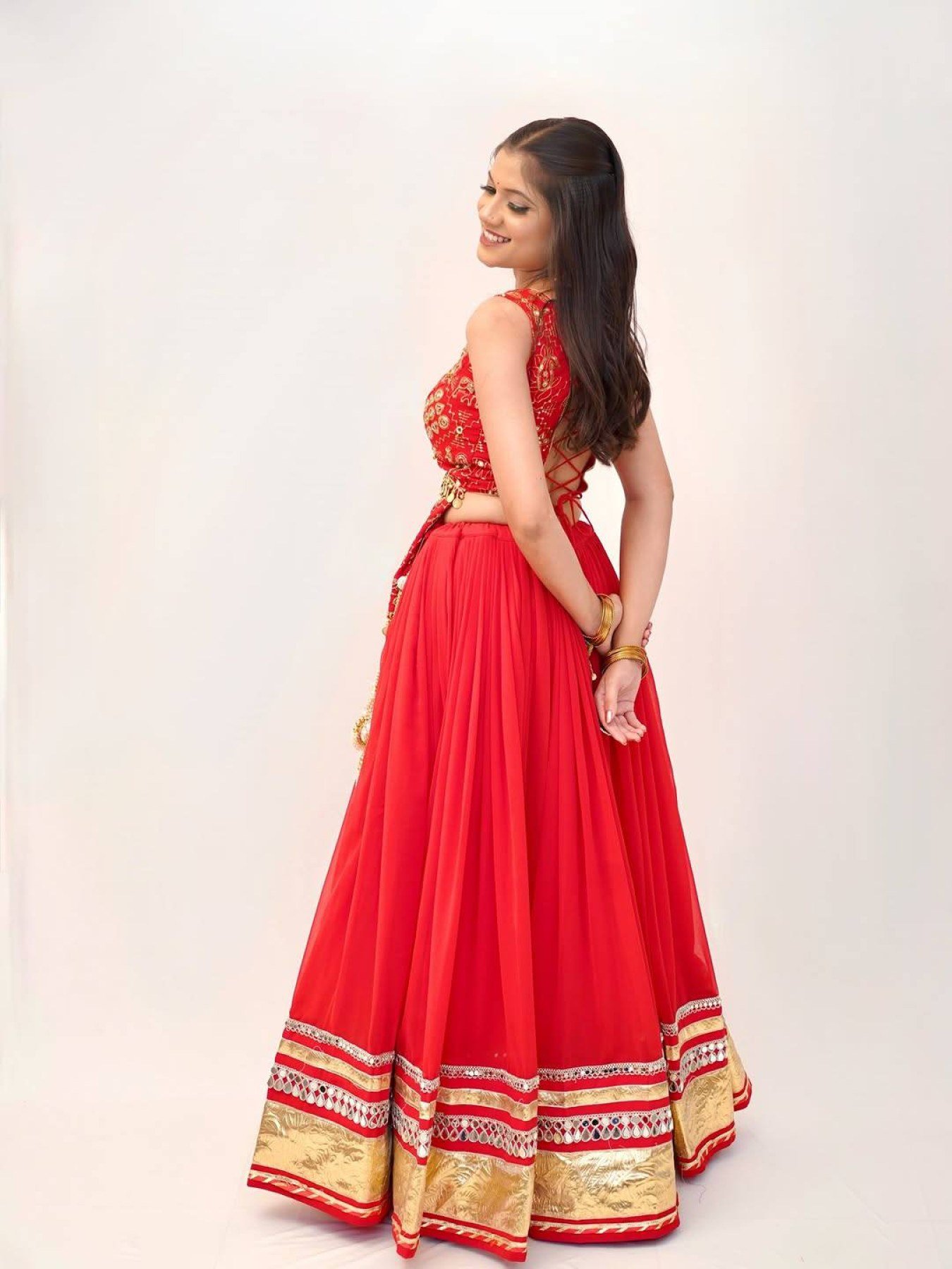 Red Mirror Lehenga — view 9