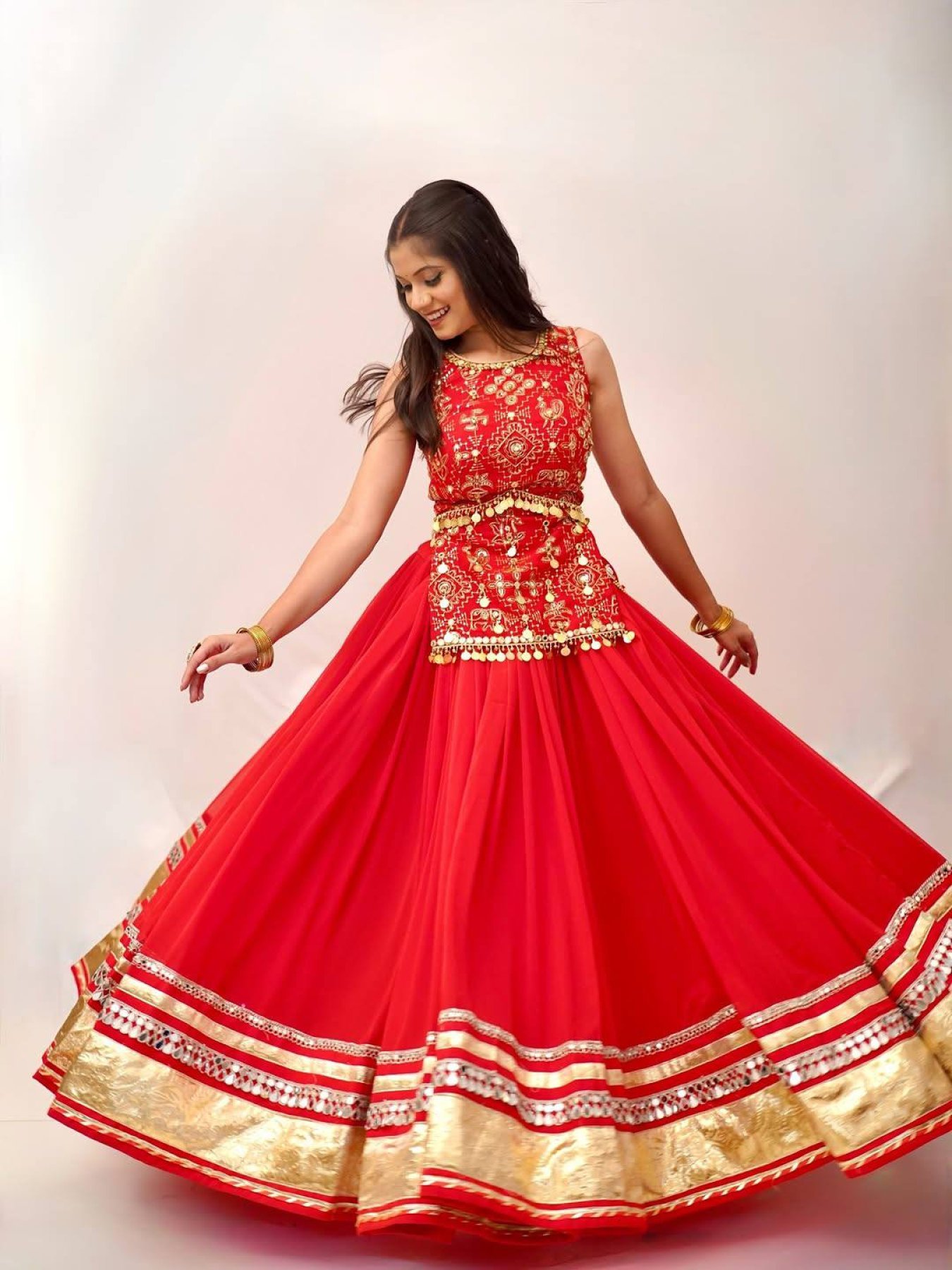Red Mirror Lehenga — view 10