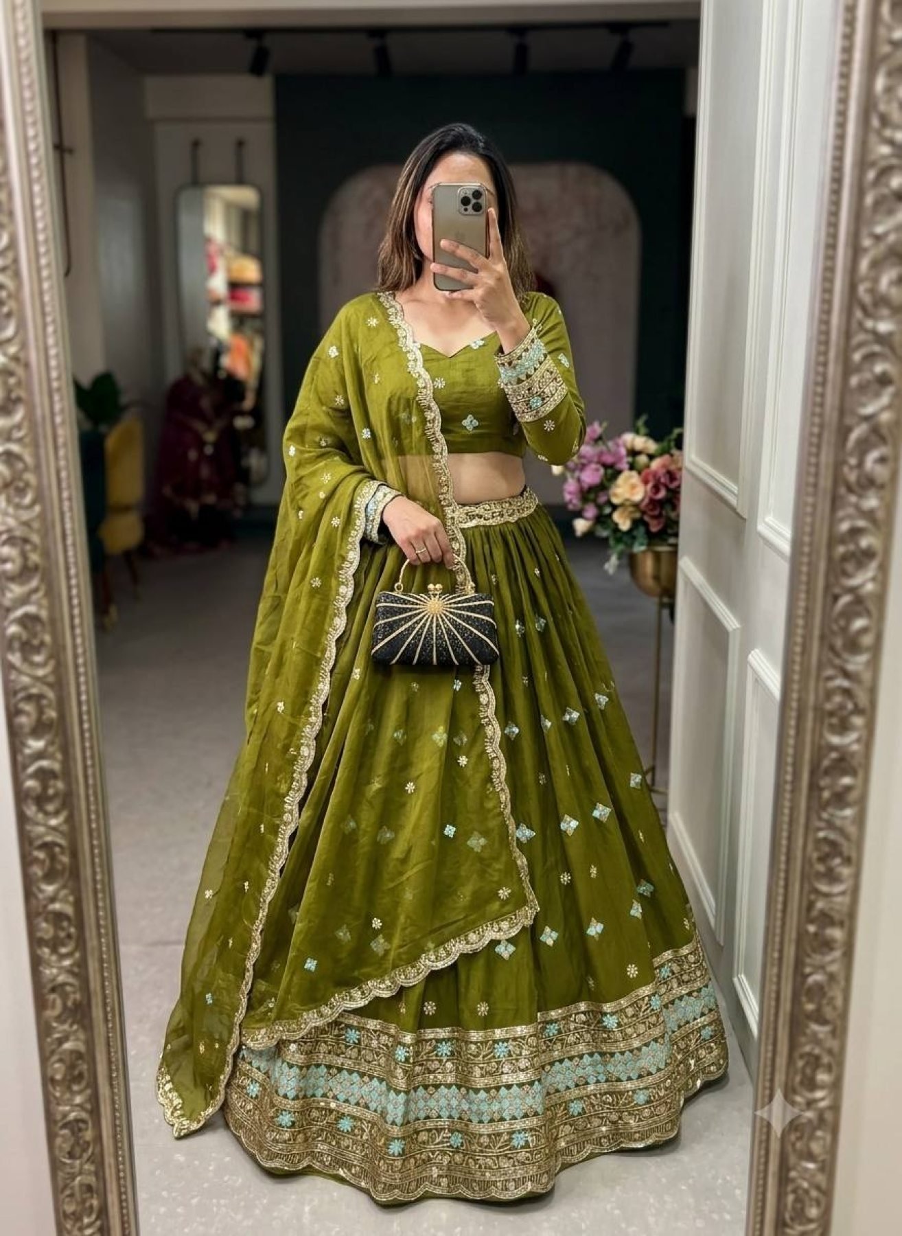 Green Kamar Sequin Lehenga Set — view 2