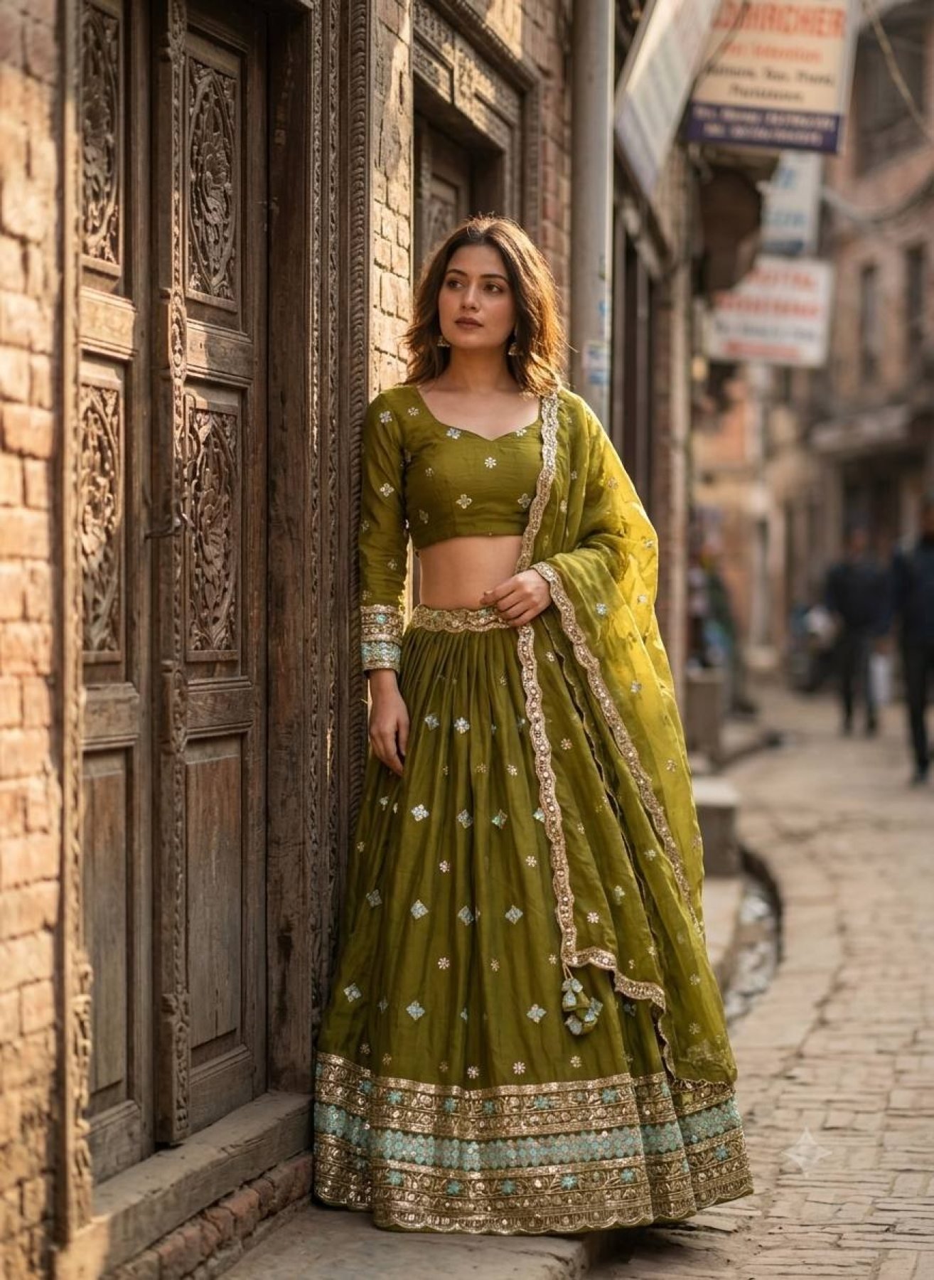 Green Kamar Sequin Lehenga Set — view 3