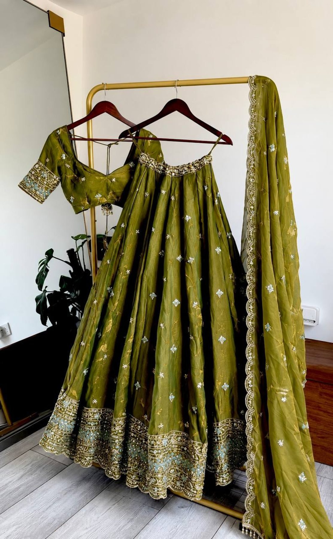 Green Kamar Sequin Lehenga Set — view 5