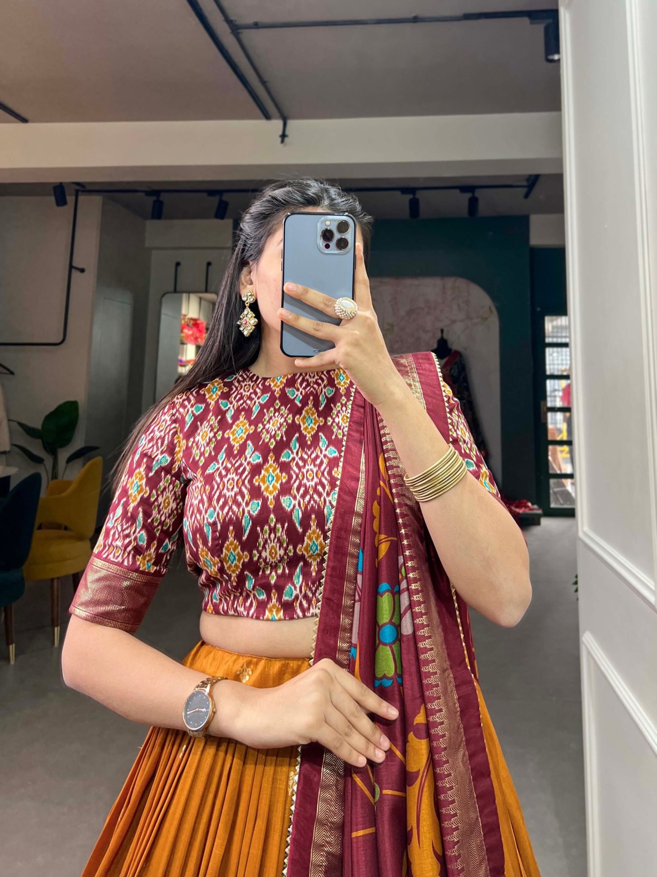 Mustard Printed Lehenga Set — view 2