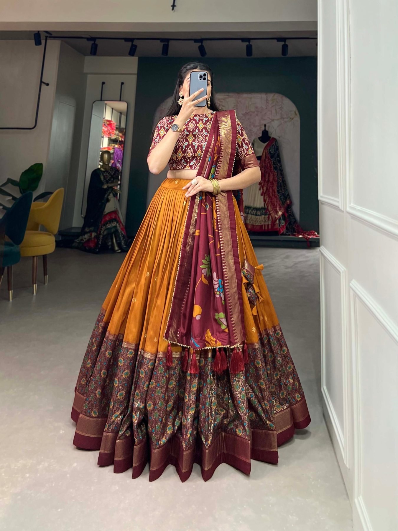 Mustard Printed Lehenga Set — view 3