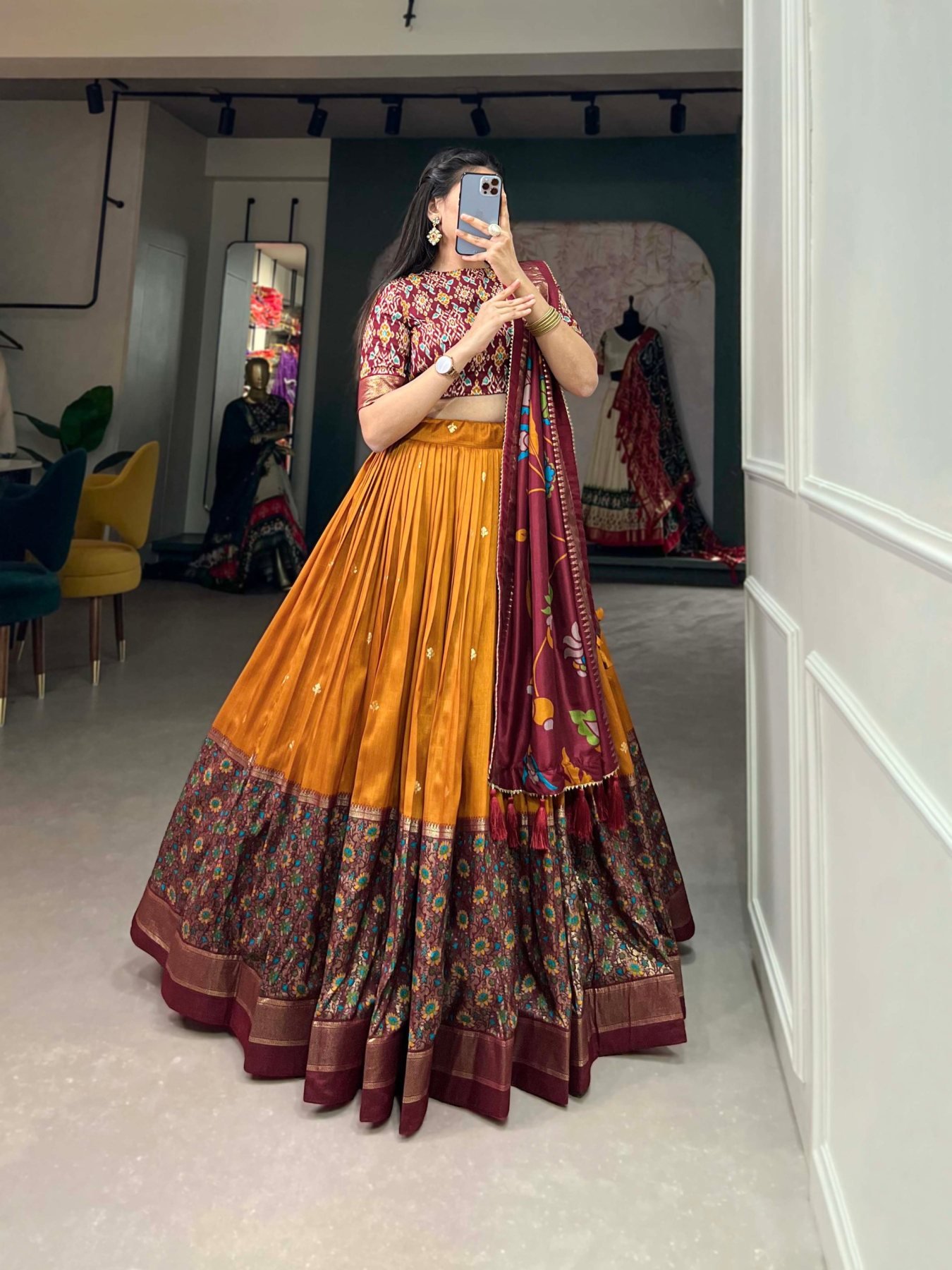Mustard Printed Lehenga Set — view 4