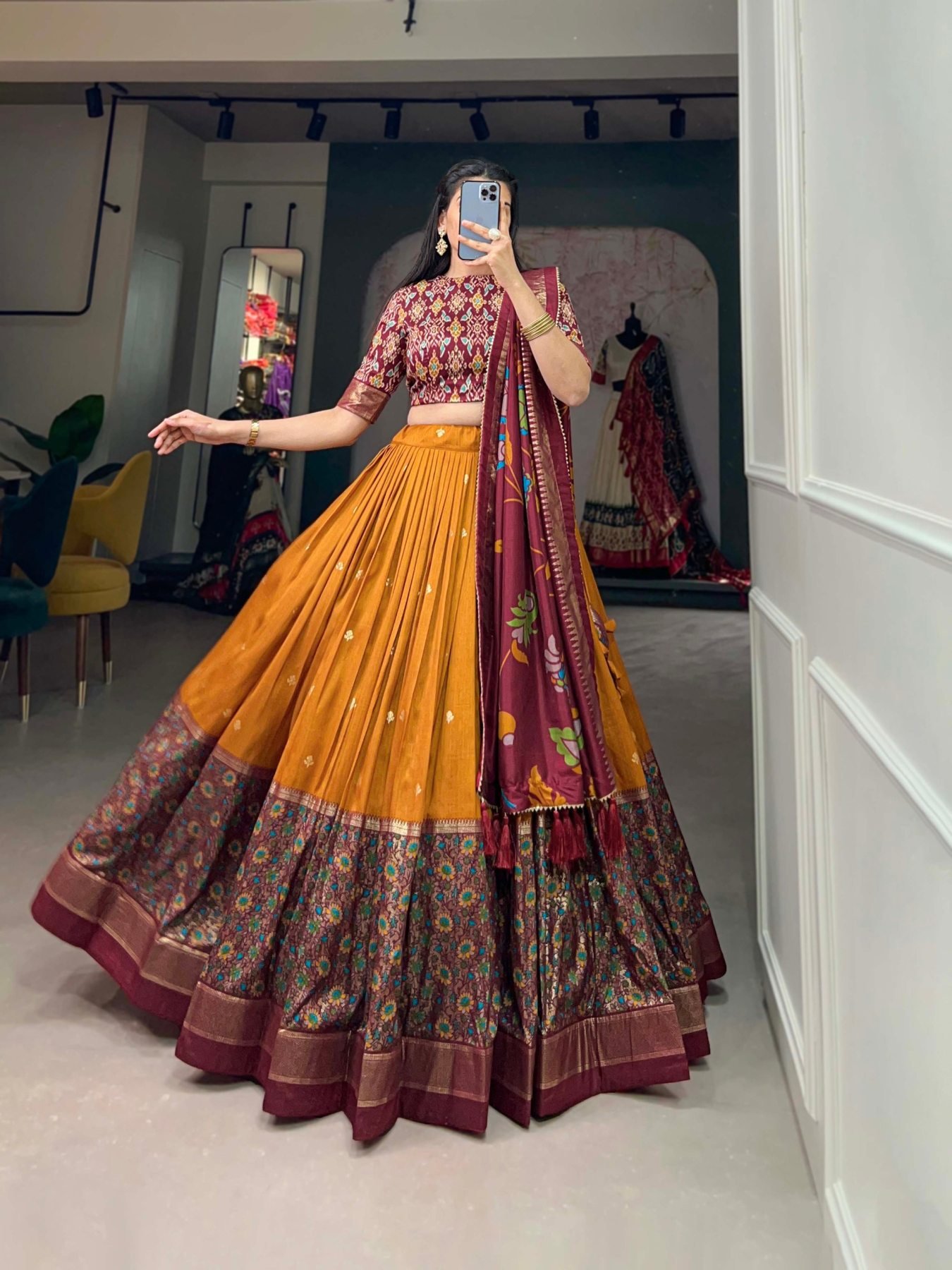 Mustard Printed Lehenga Set — view 5