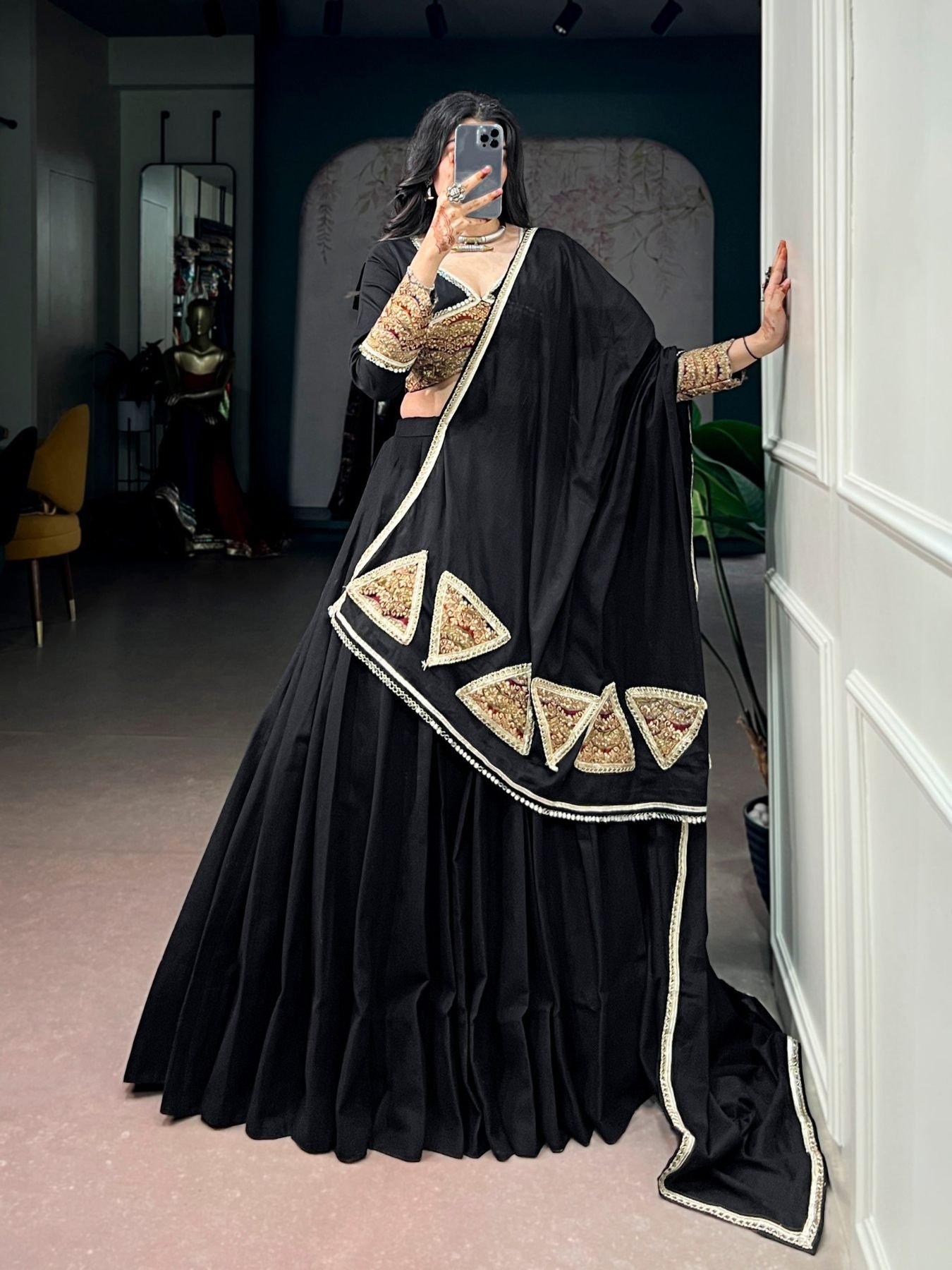 Black Gota Lehenga Set — view 1