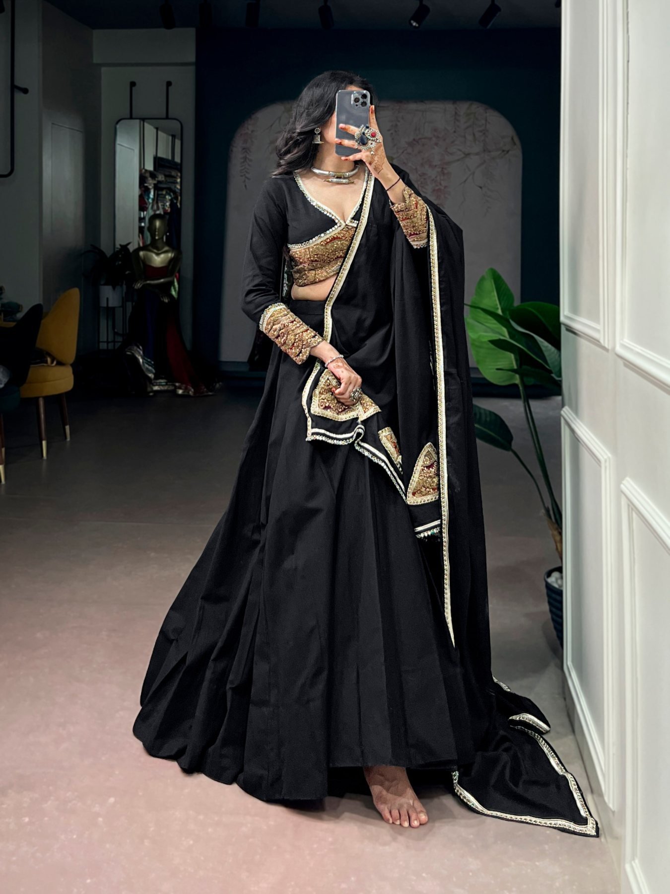 Black Gota Lehenga Set — view 4