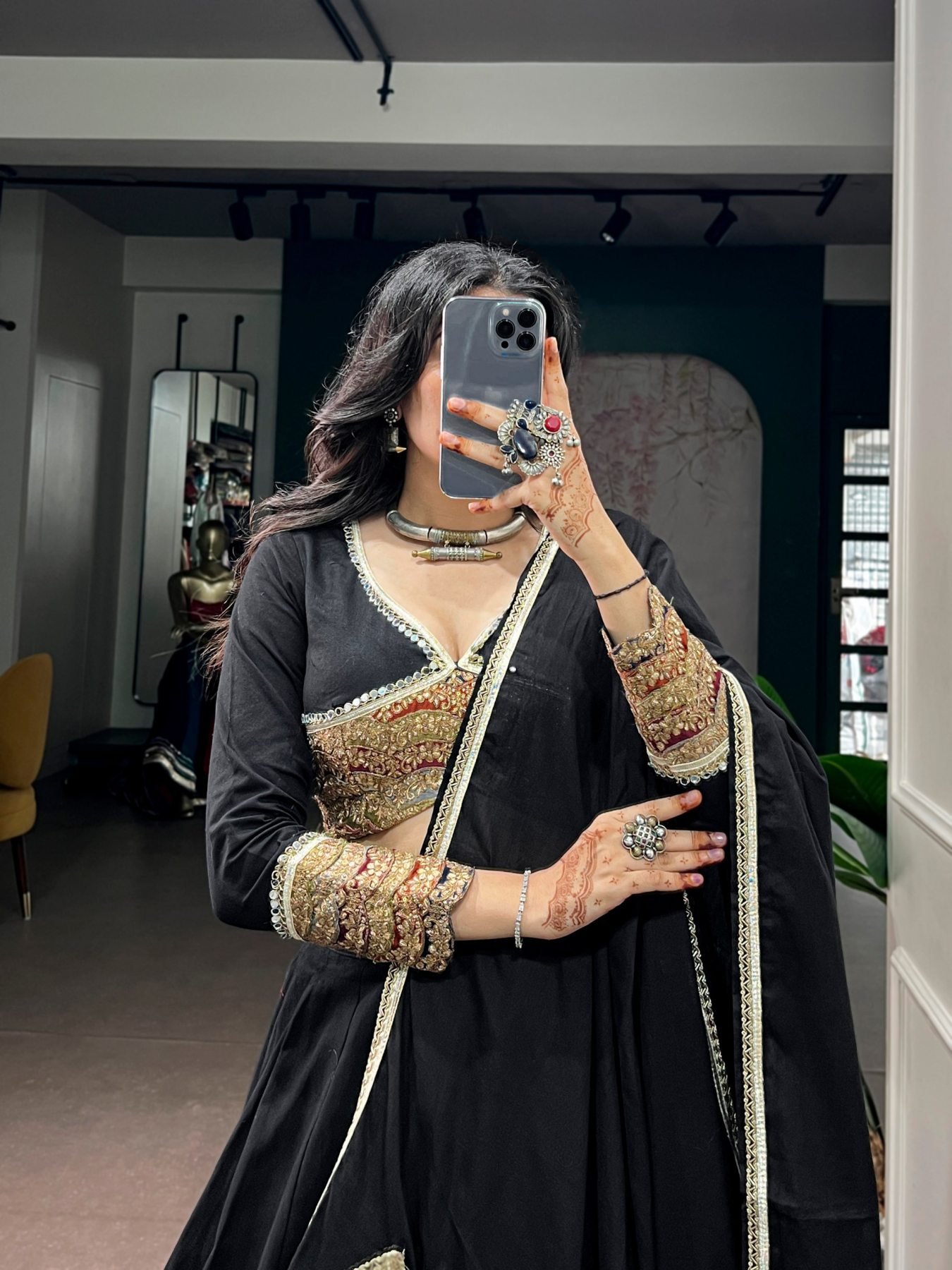 Black Gota Lehenga Set — view 7