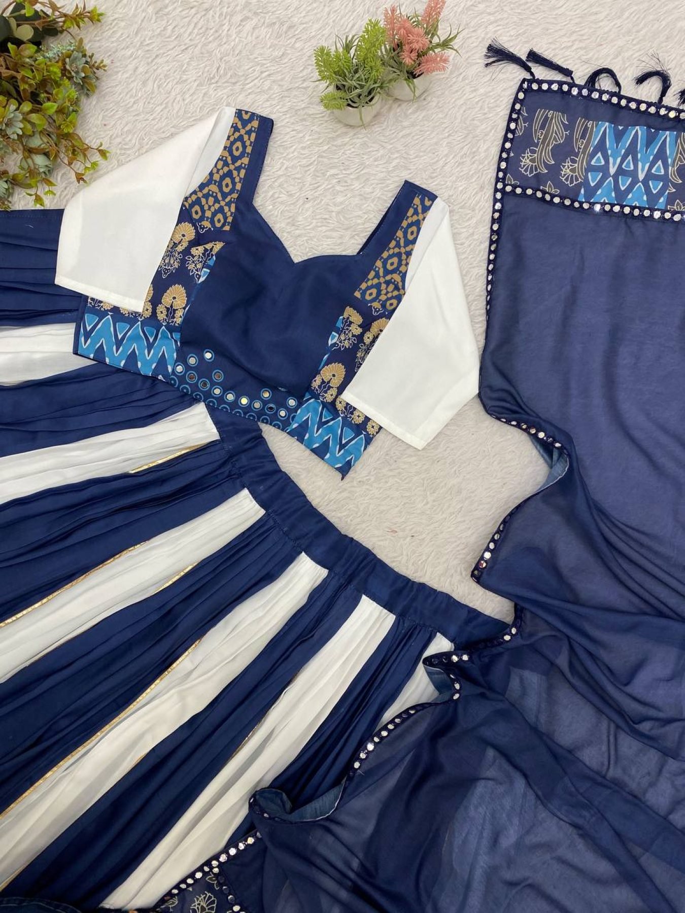 White Thread Lehenga Set — view 11