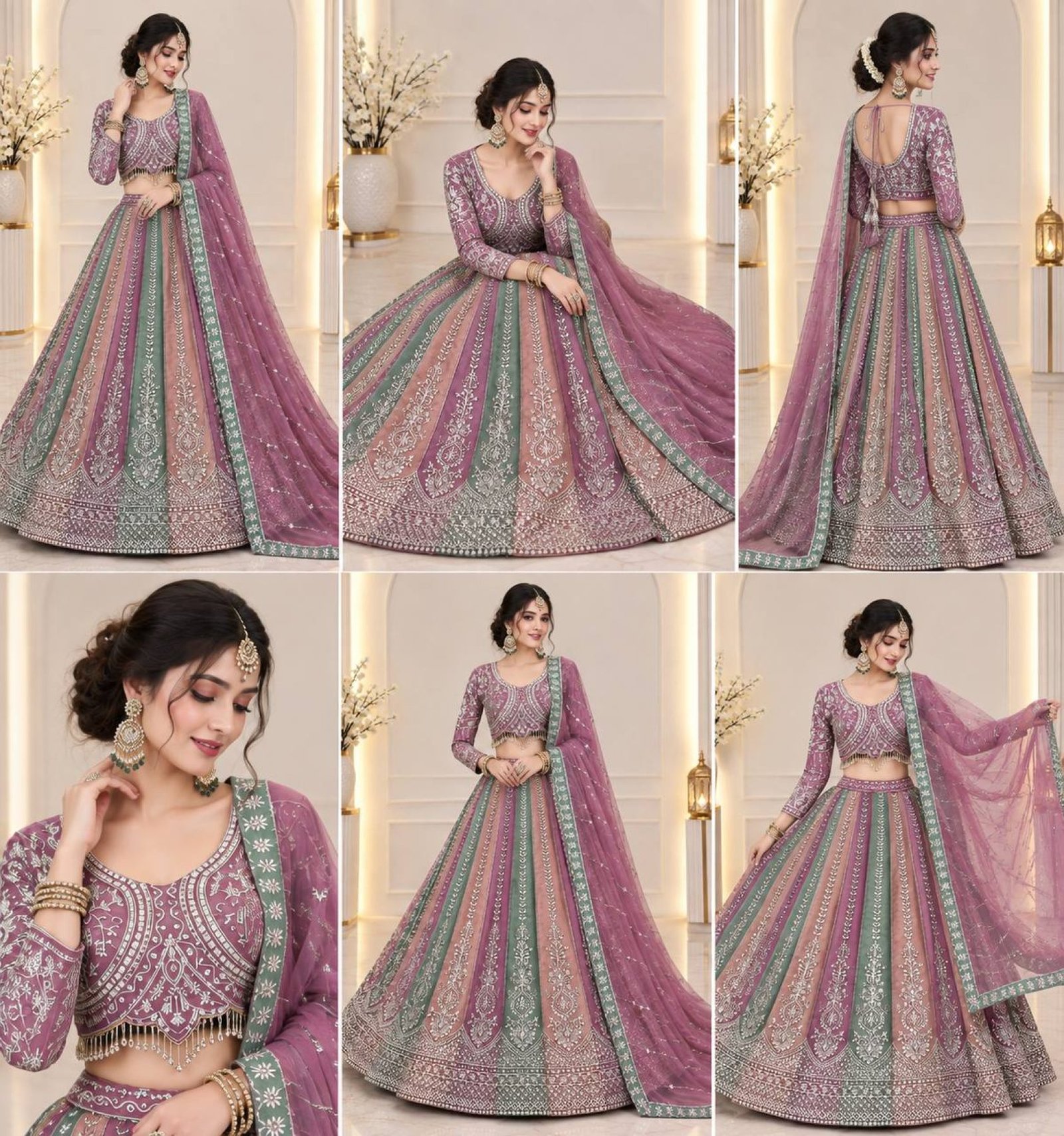 Multicolor Sequin Wedding Lehenga Set — view 5