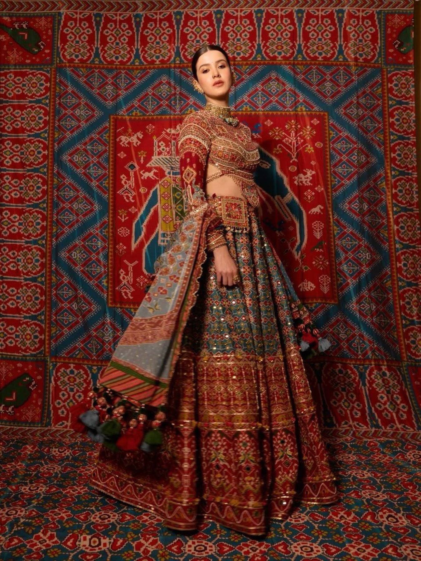 Teal Blue Mirror Lehenga Set — view 2