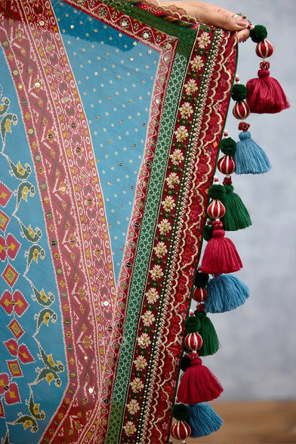 Teal Blue Mirror Lehenga Set — view 15