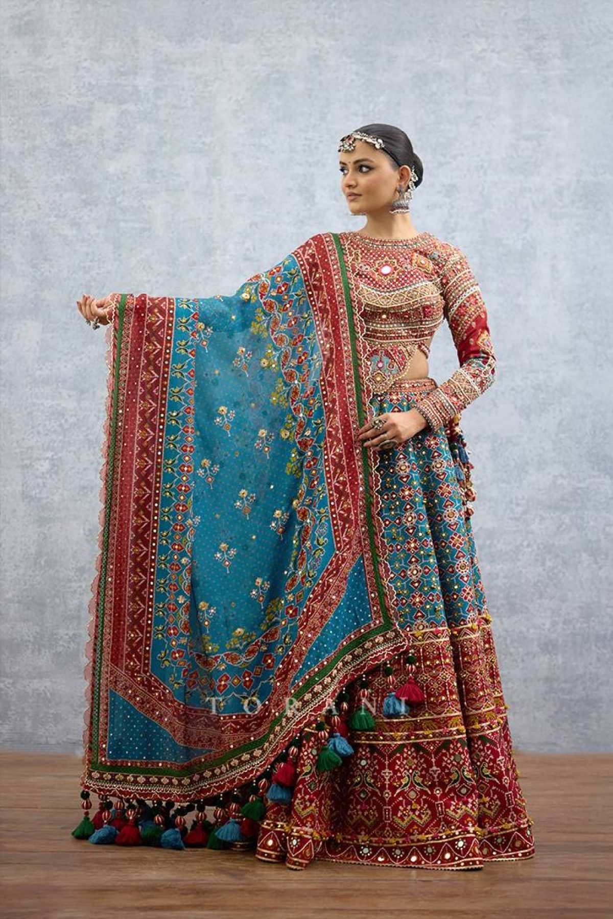 Teal Blue Mirror Lehenga Set — view 17
