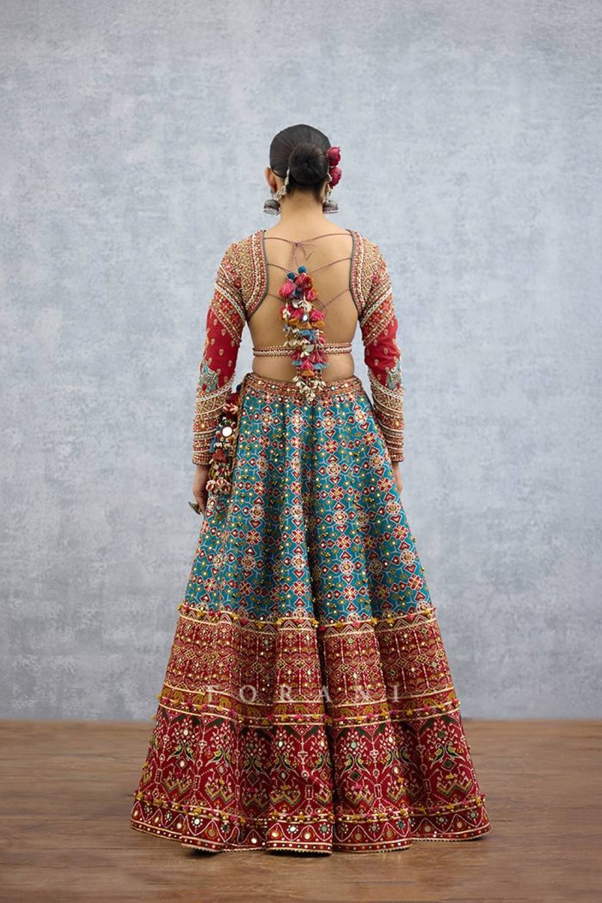 Teal Blue Mirror Lehenga Set — view 18