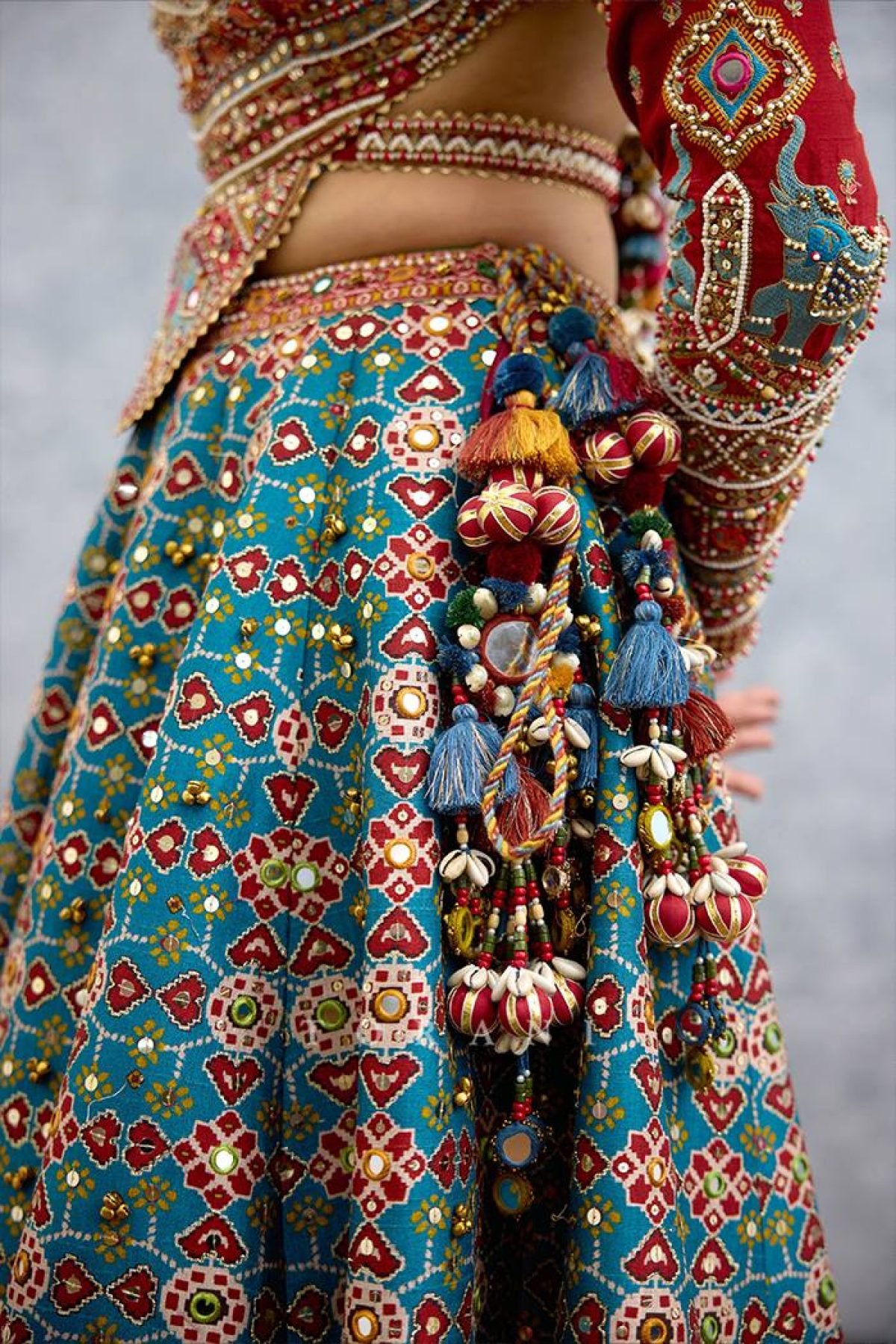 Teal Blue Mirror Lehenga Set — view 3