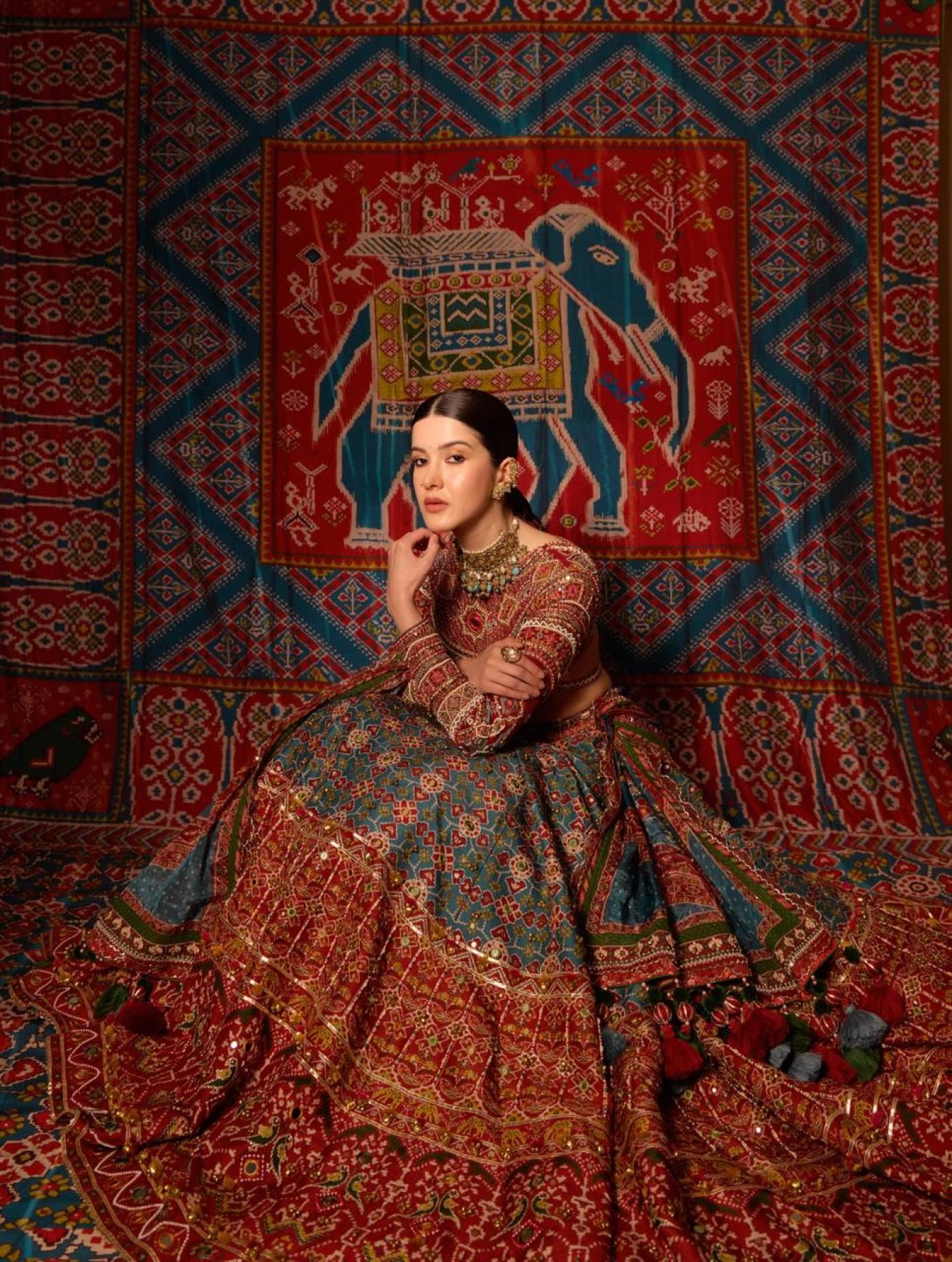 Teal Blue Mirror Lehenga Set — view 4