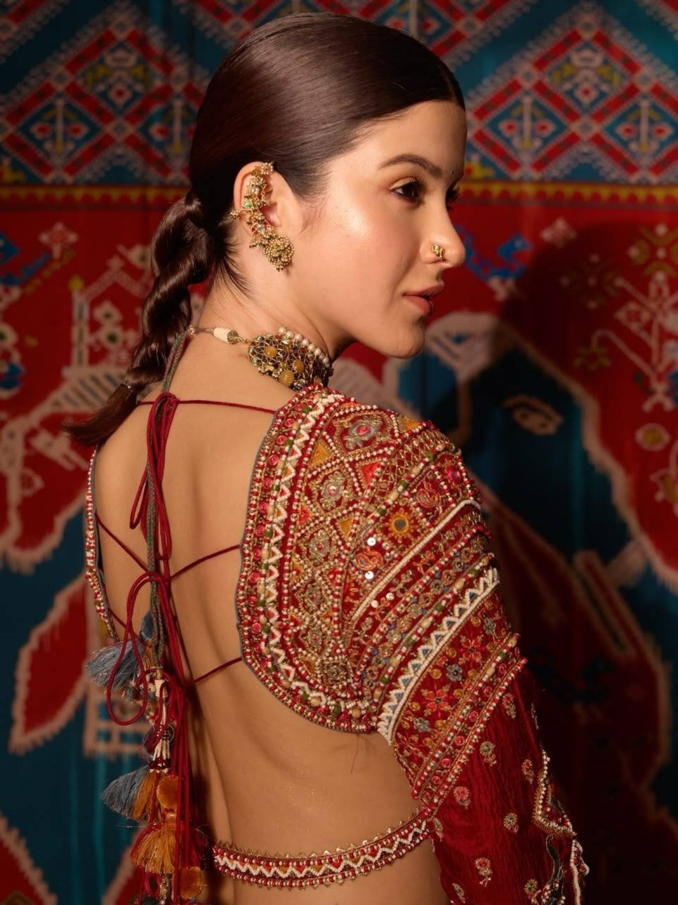 Teal Blue Mirror Lehenga Set — view 5
