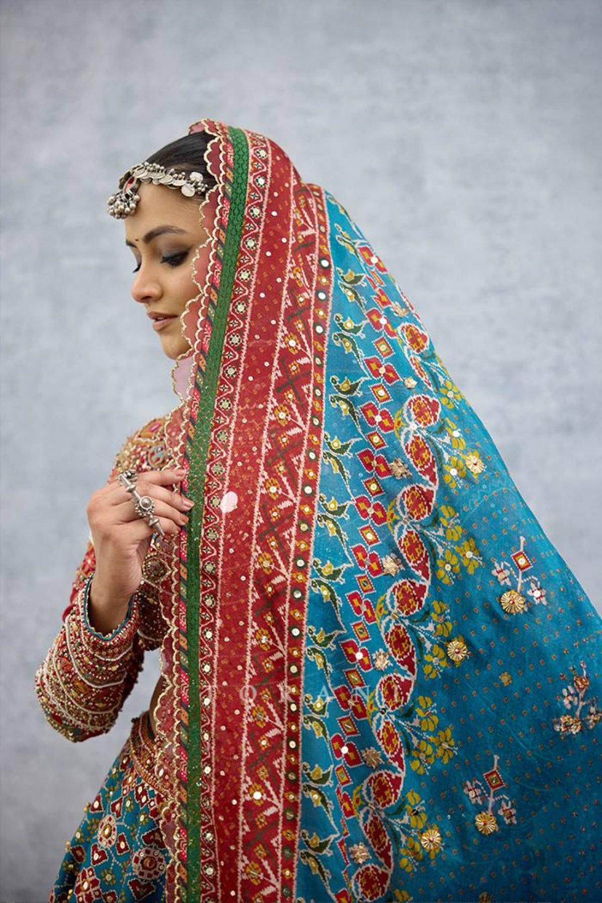 Teal Blue Mirror Lehenga Set — view 6