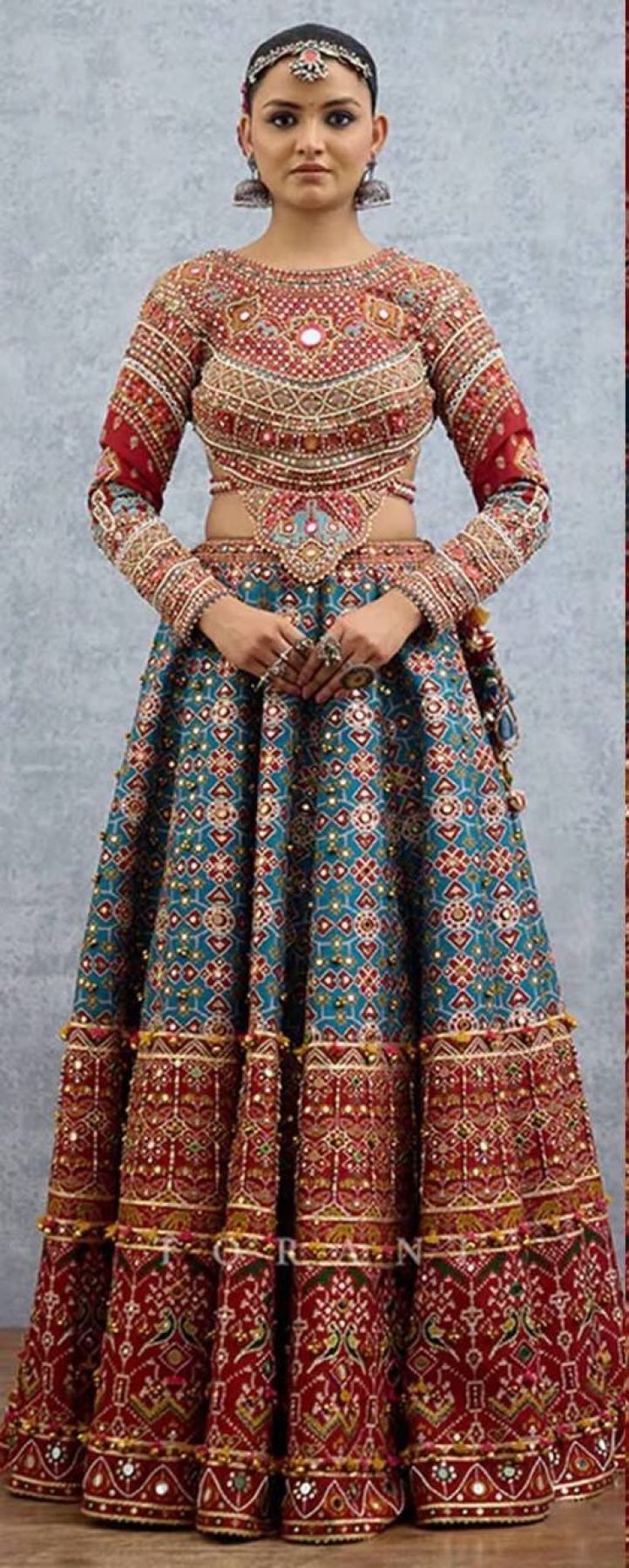 Teal Blue Mirror Lehenga Set — view 10