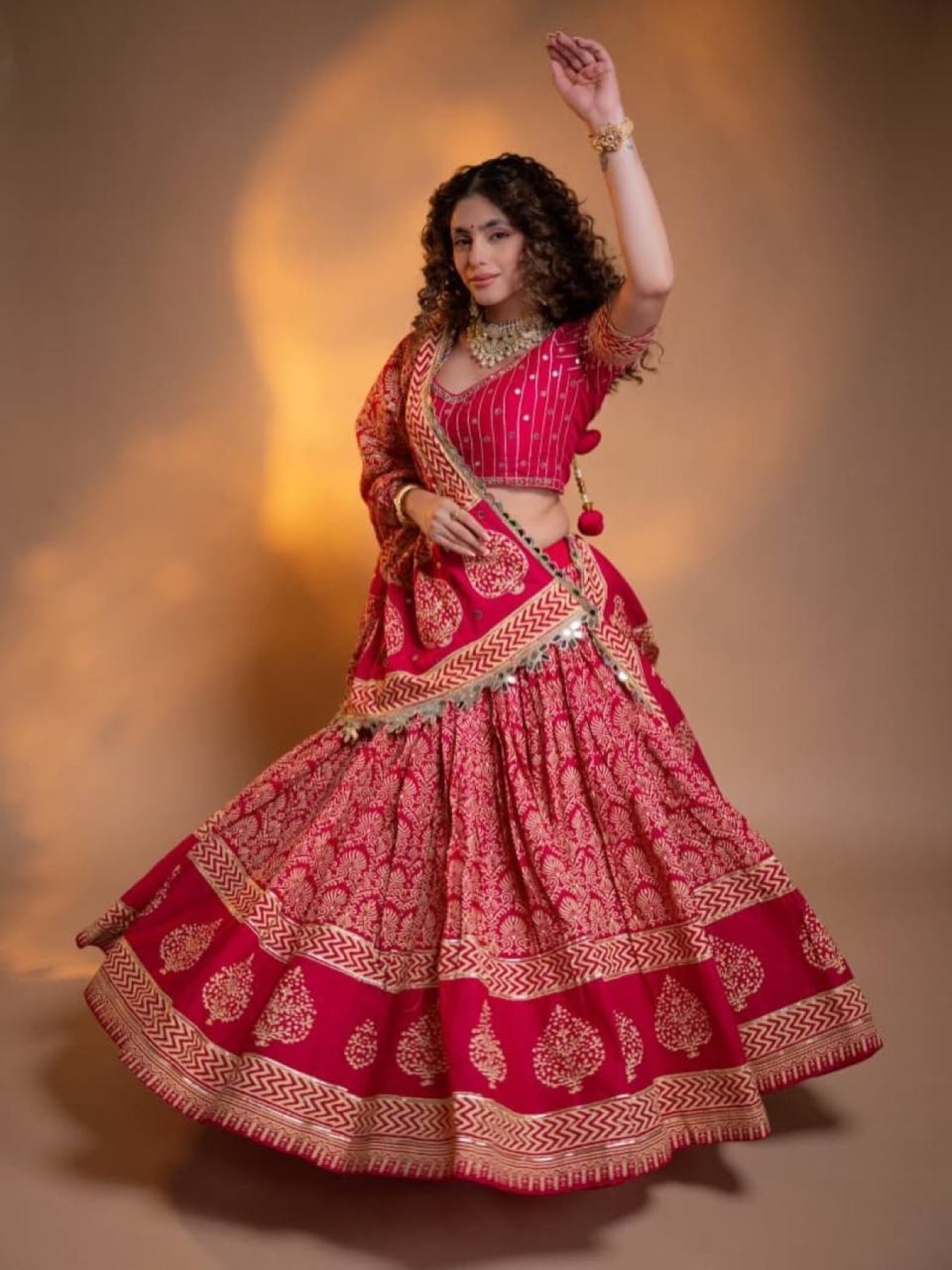 Red Mirror Lehenga Set — view 2