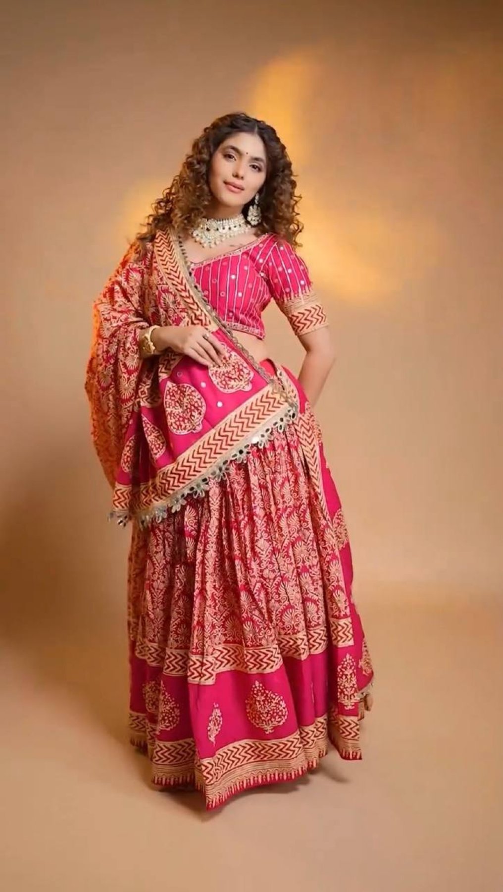 Red Mirror Lehenga Set — view 4