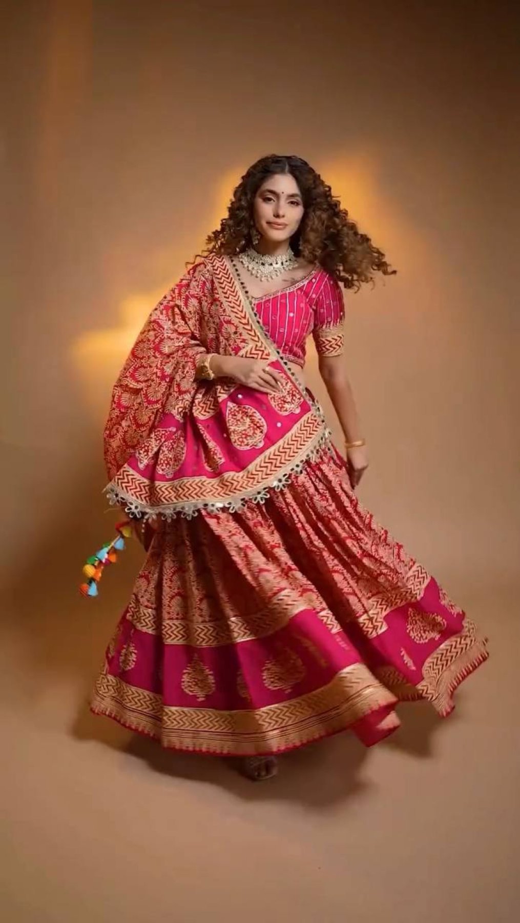Red Mirror Lehenga Set — view 5