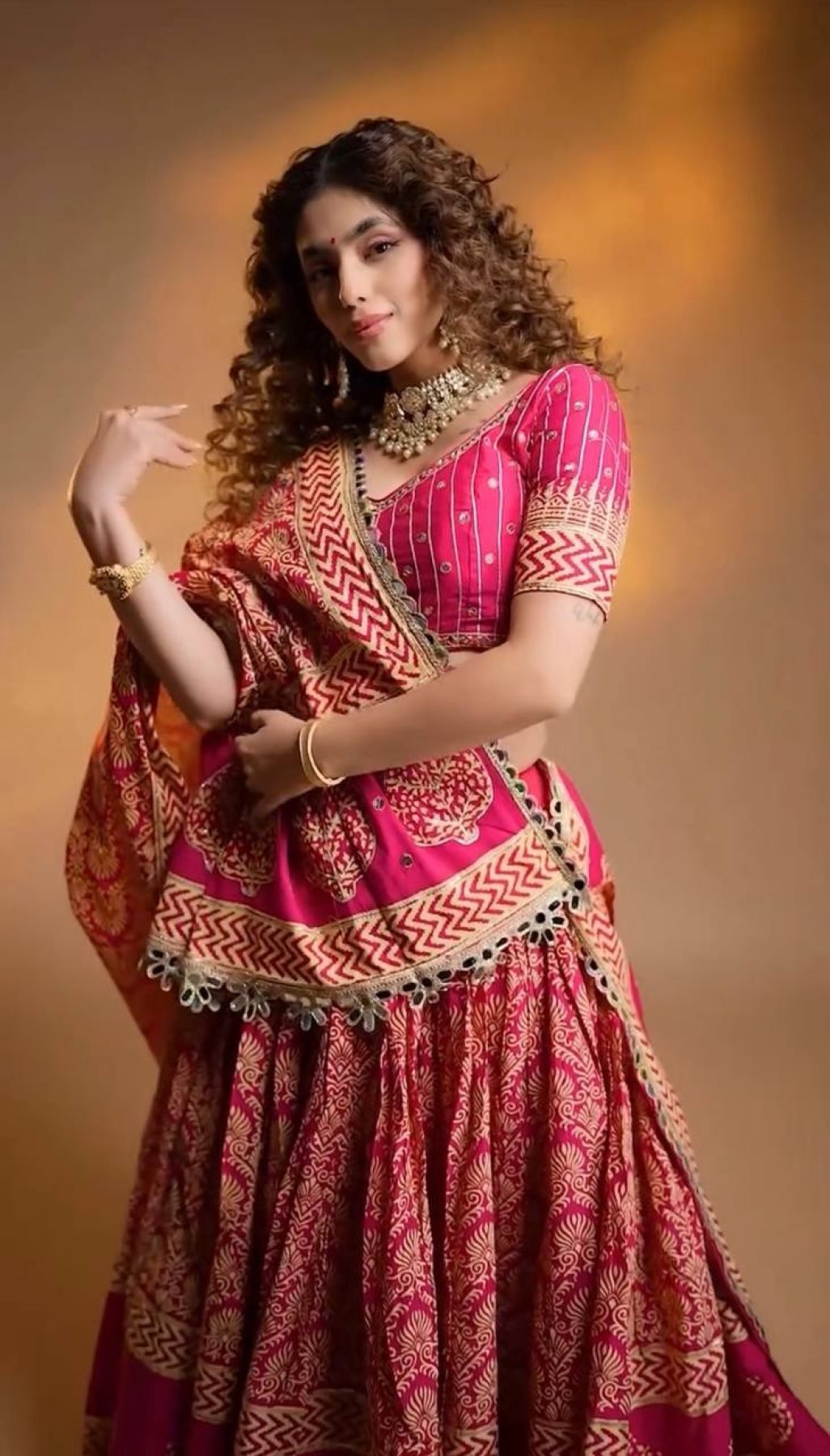 Red Mirror Lehenga Set — view 6