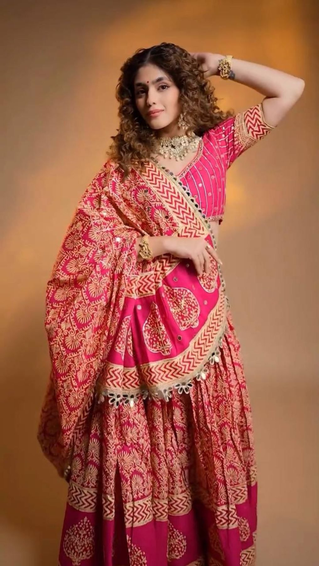 Red Mirror Lehenga Set — view 7