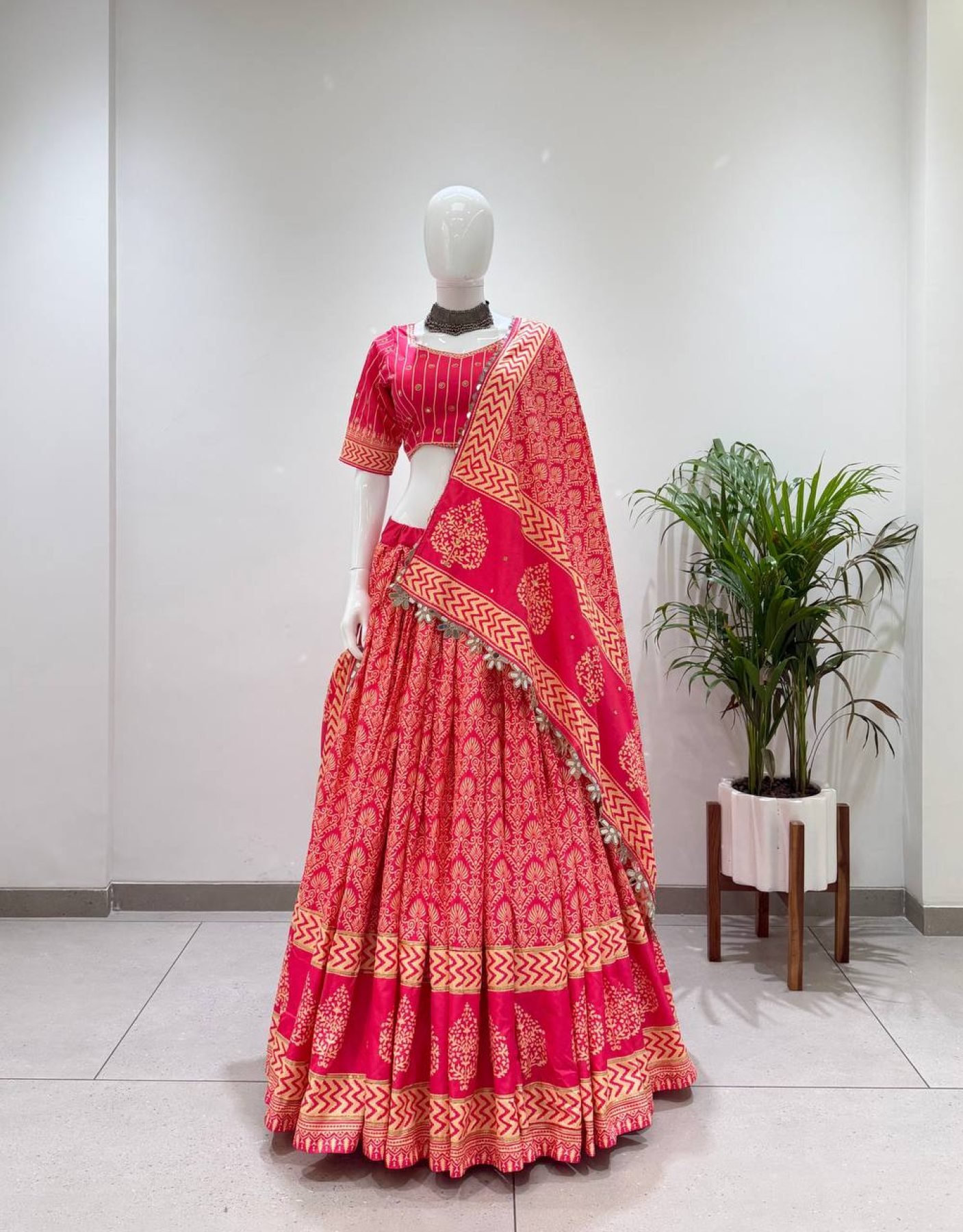 Red Mirror Lehenga Set — view 8