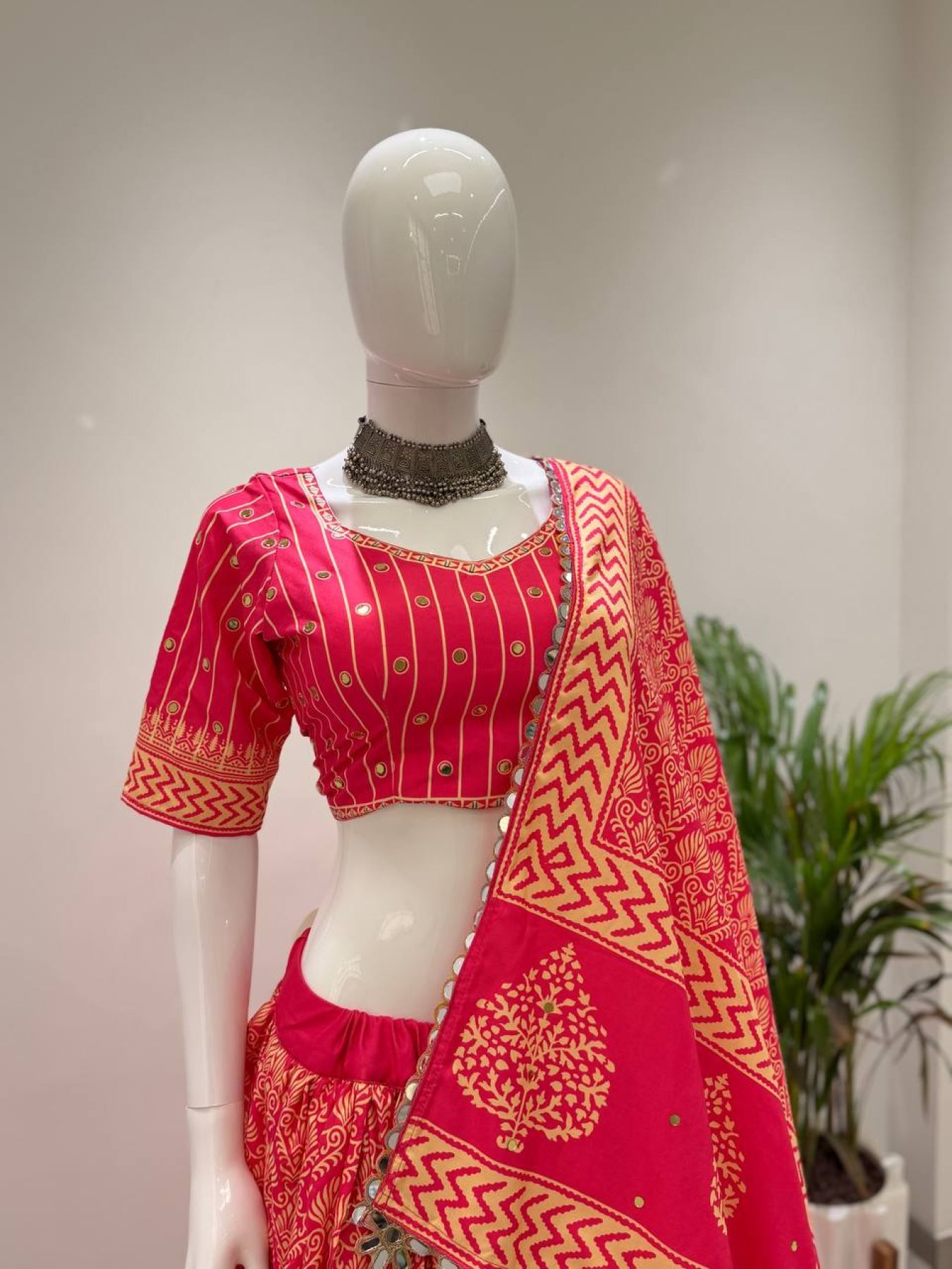 Red Mirror Lehenga Set — view 9