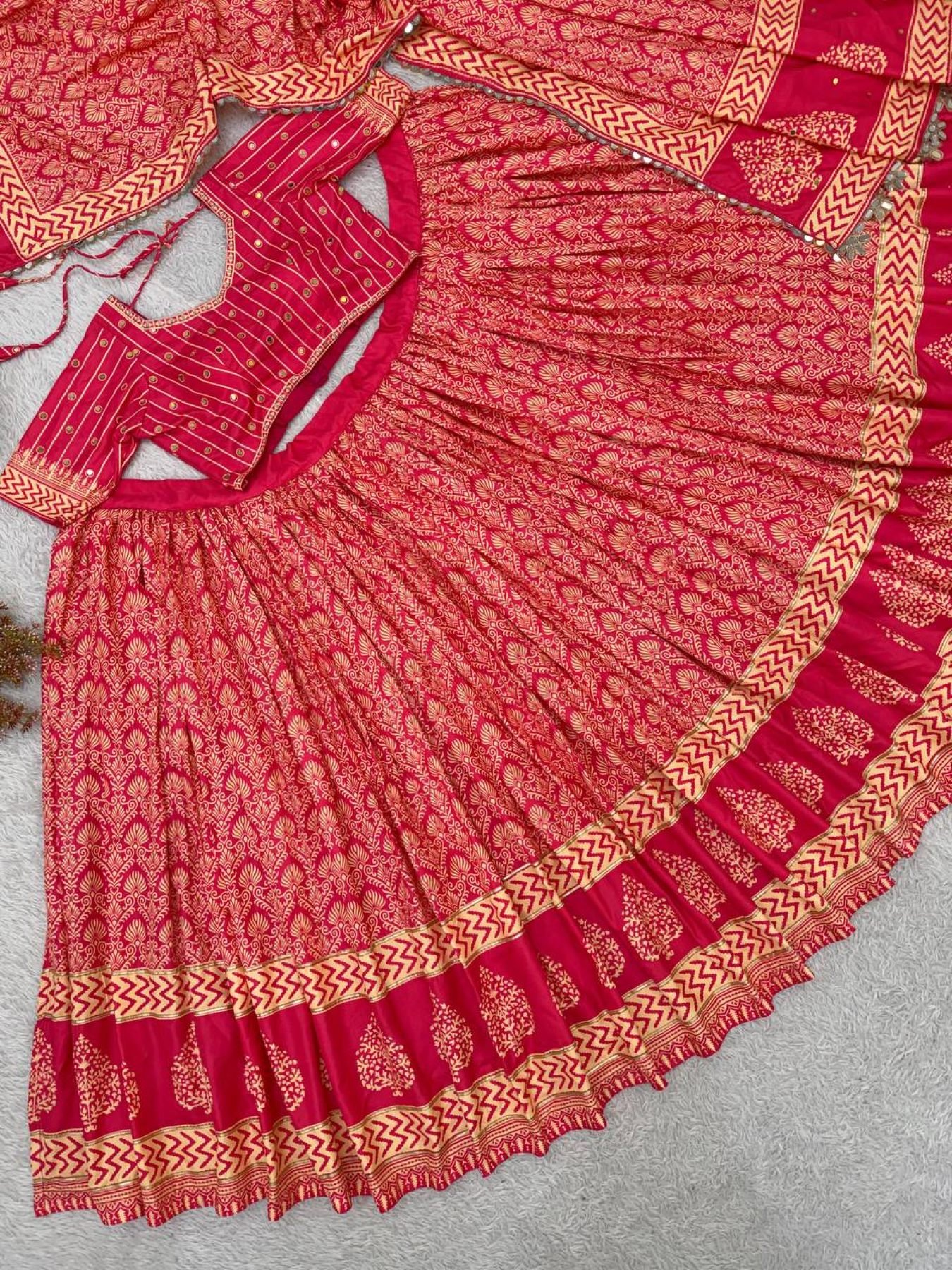 Red Mirror Lehenga Set — view 10