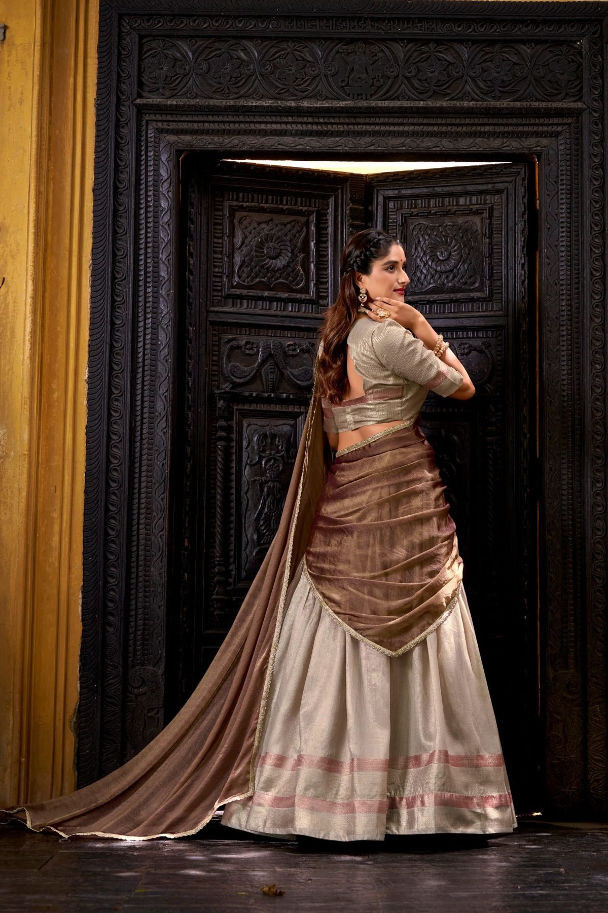 Beige Zari Lehenga Set — view 4