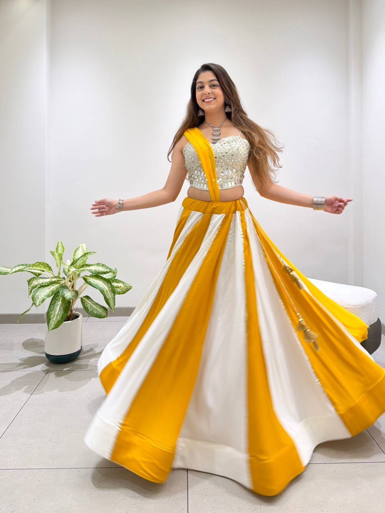 White Mirror Lehenga Set — view 3