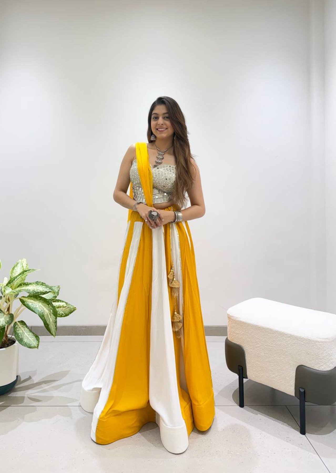 White Mirror Lehenga Set — view 9
