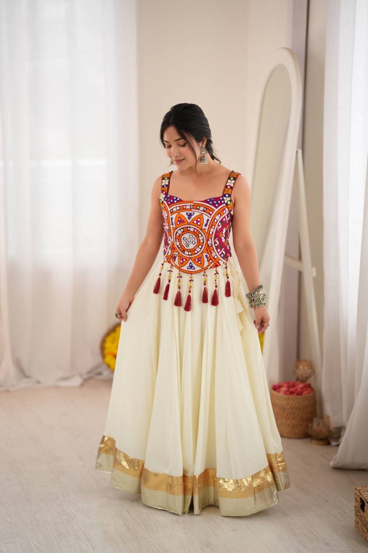 White Thread Wedding Lehenga — view 2