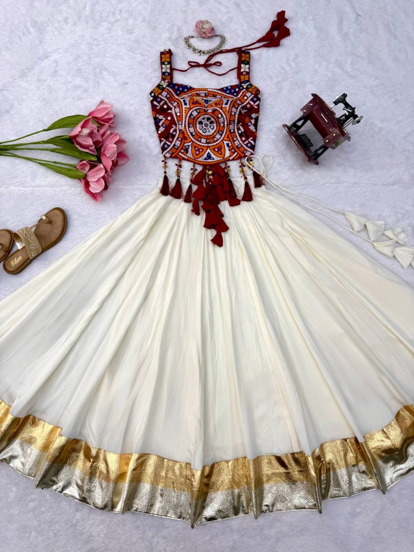 White Thread Wedding Lehenga — view 11
