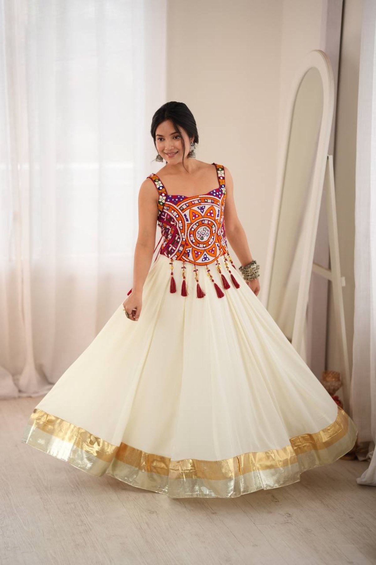 White Thread Wedding Lehenga — view 5