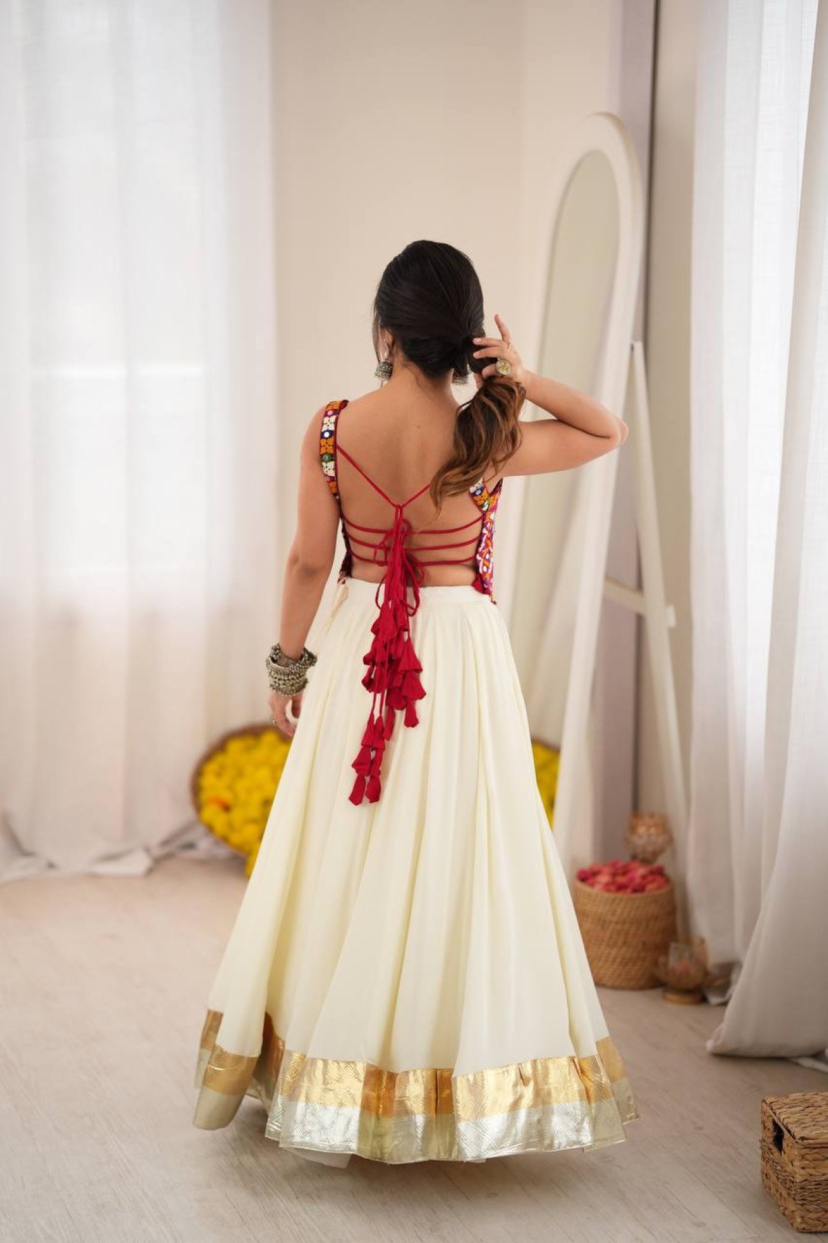 White Thread Wedding Lehenga — view 6