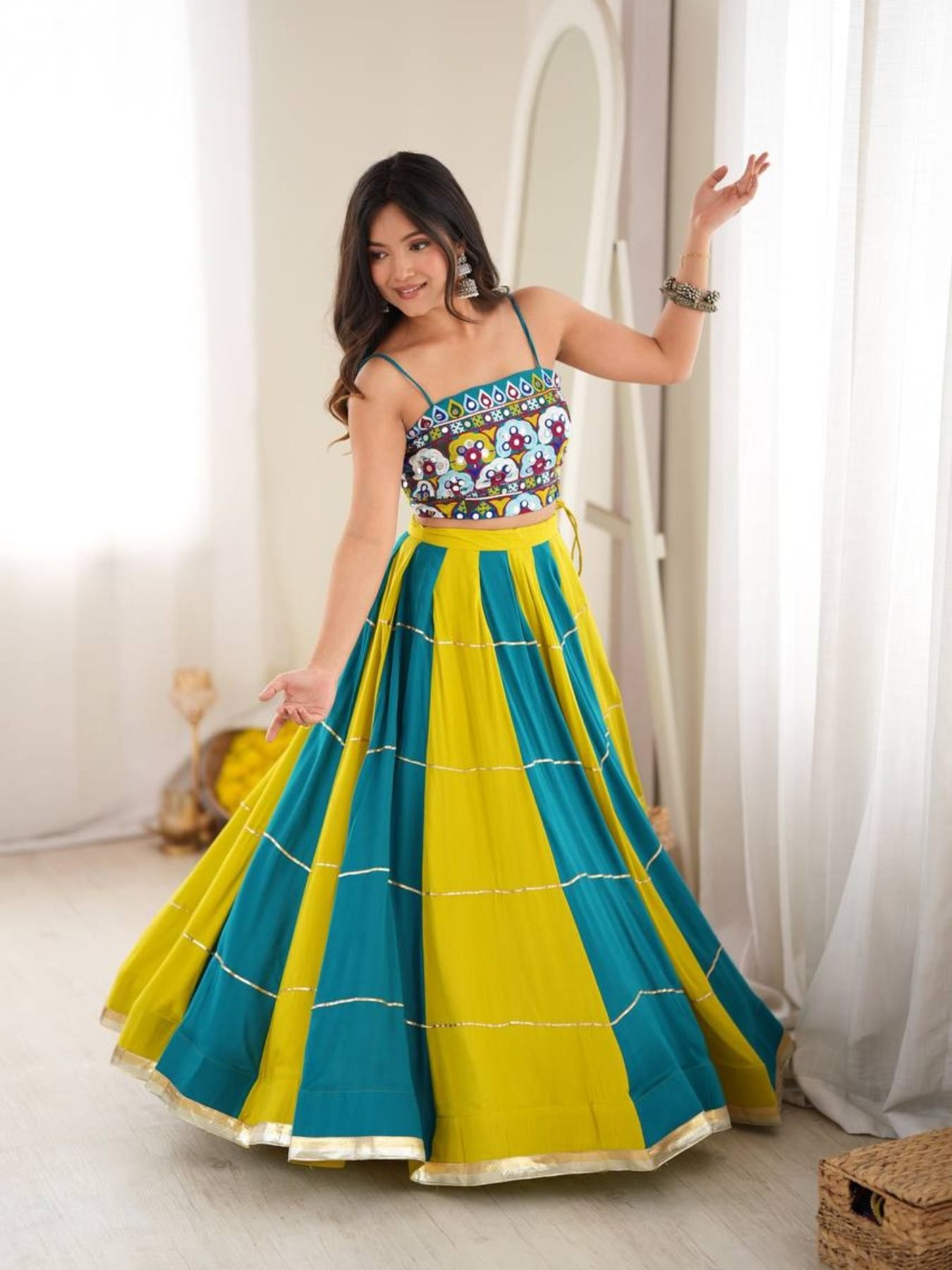 Blue Gota Wedding Lehenga — view 1