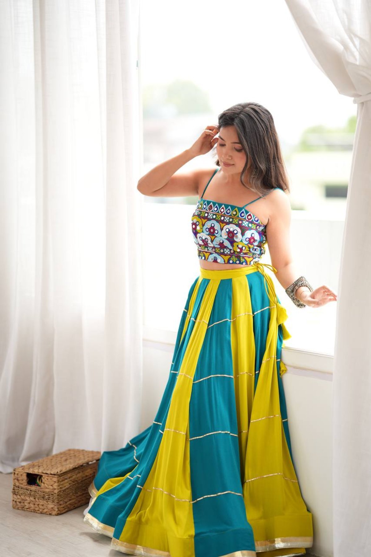 Blue Gota Wedding Lehenga — view 2