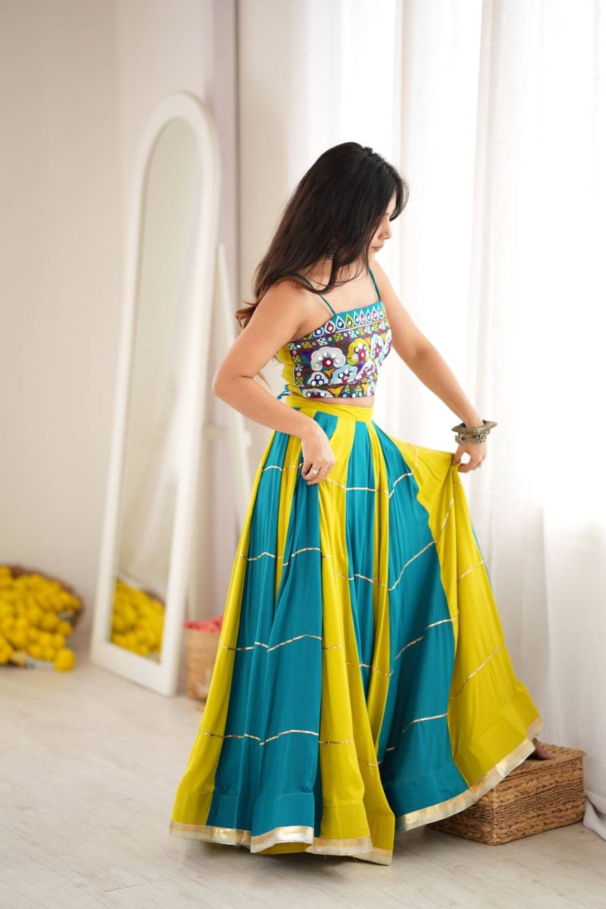 Blue Gota Wedding Lehenga — view 11