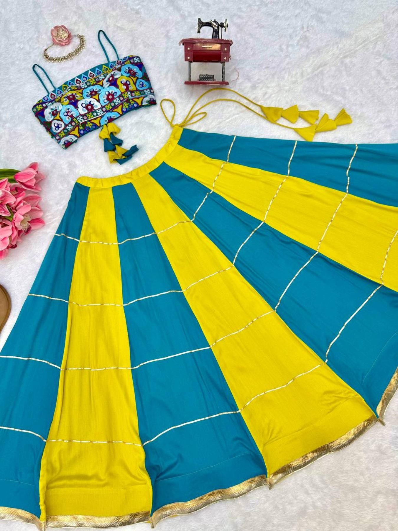 Blue Gota Wedding Lehenga — view 14