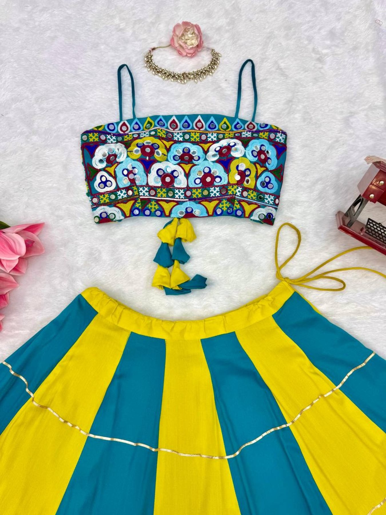 Blue Gota Wedding Lehenga — view 15