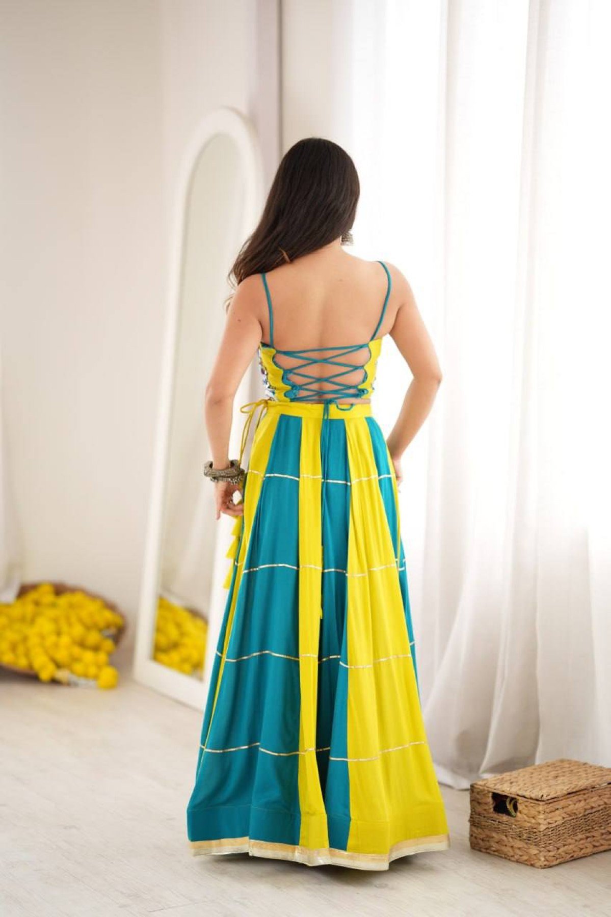 Blue Gota Wedding Lehenga — view 3